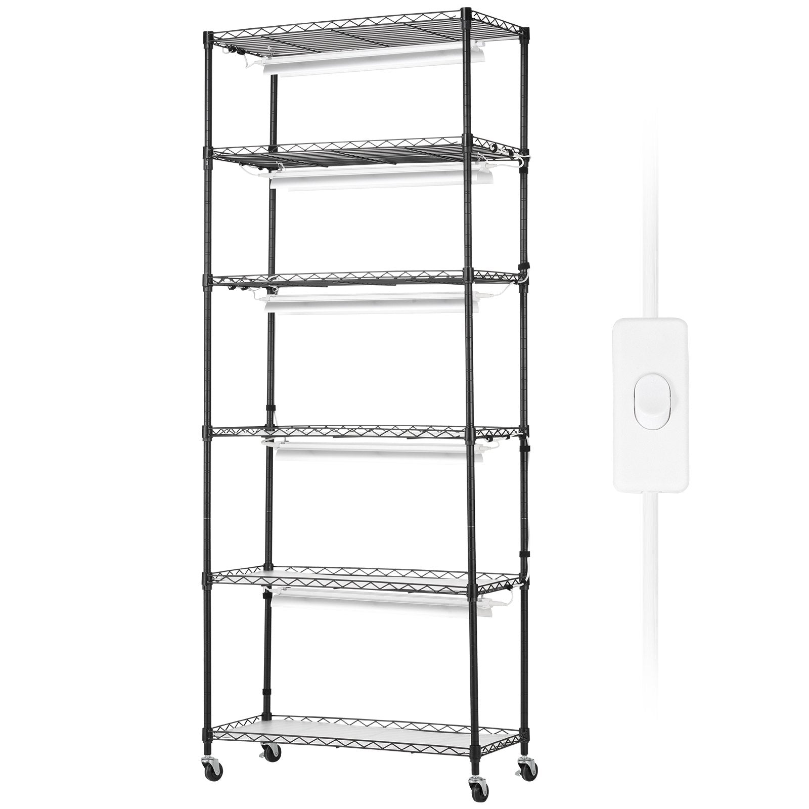 Plant Stand with Grow Light 6 Tiers 192W DIY Metal Shelf with Adjustable Rack