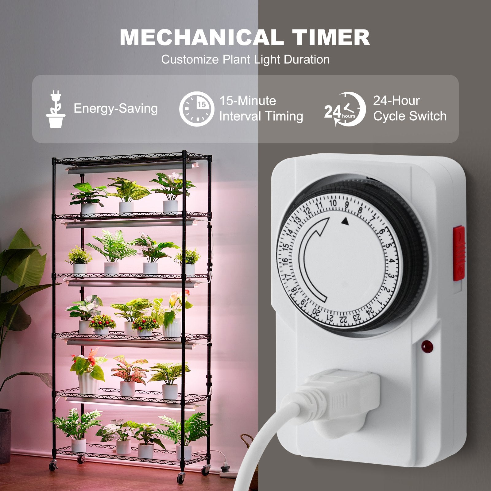 Plant Stand with Grow Light 6 Tiers 150W Metal Shelf 3 Modes Timer 90x35x180cm