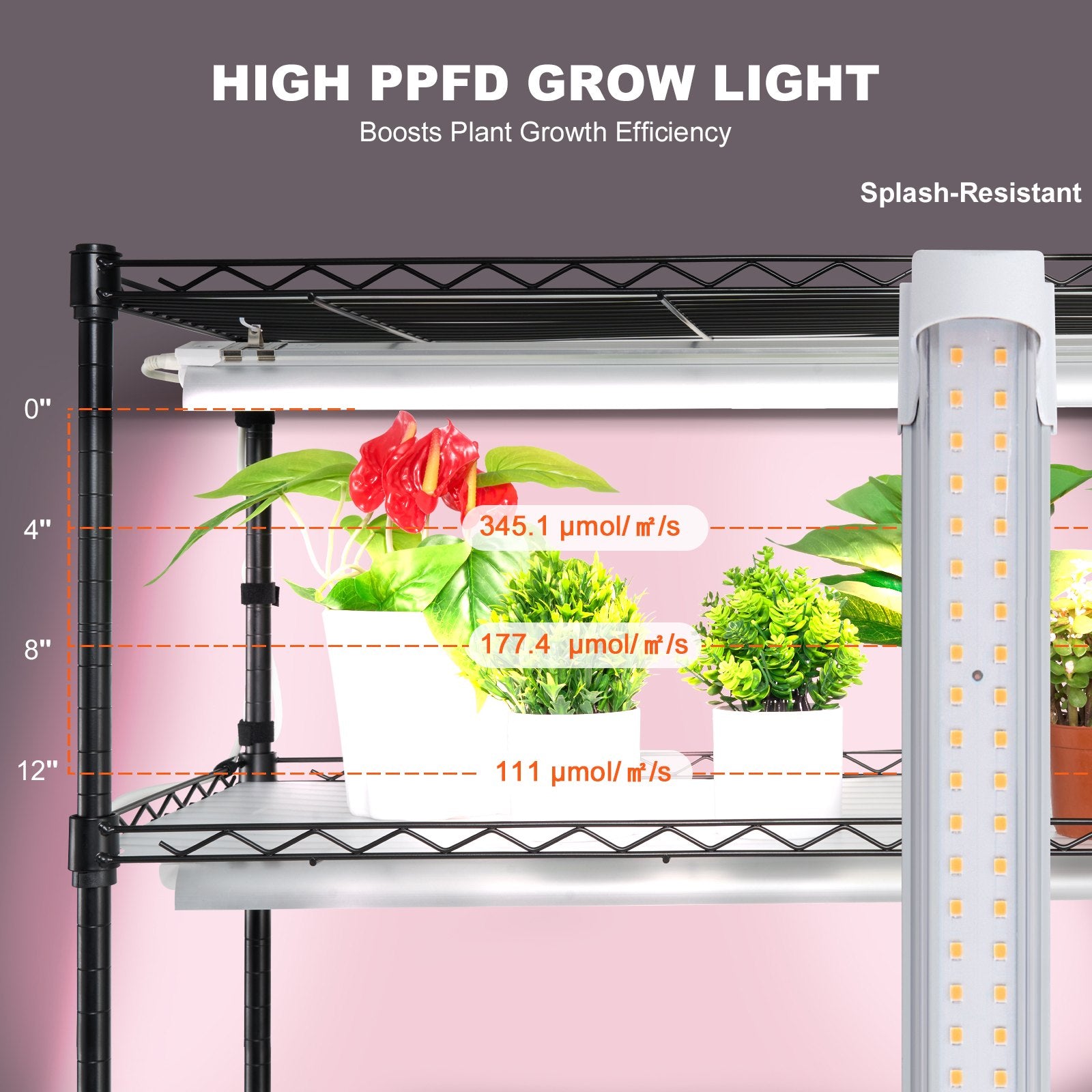 Plant Stand with Grow Light 6 Tiers 150W Metal Shelf 3 Modes Timer 90x35x180cm