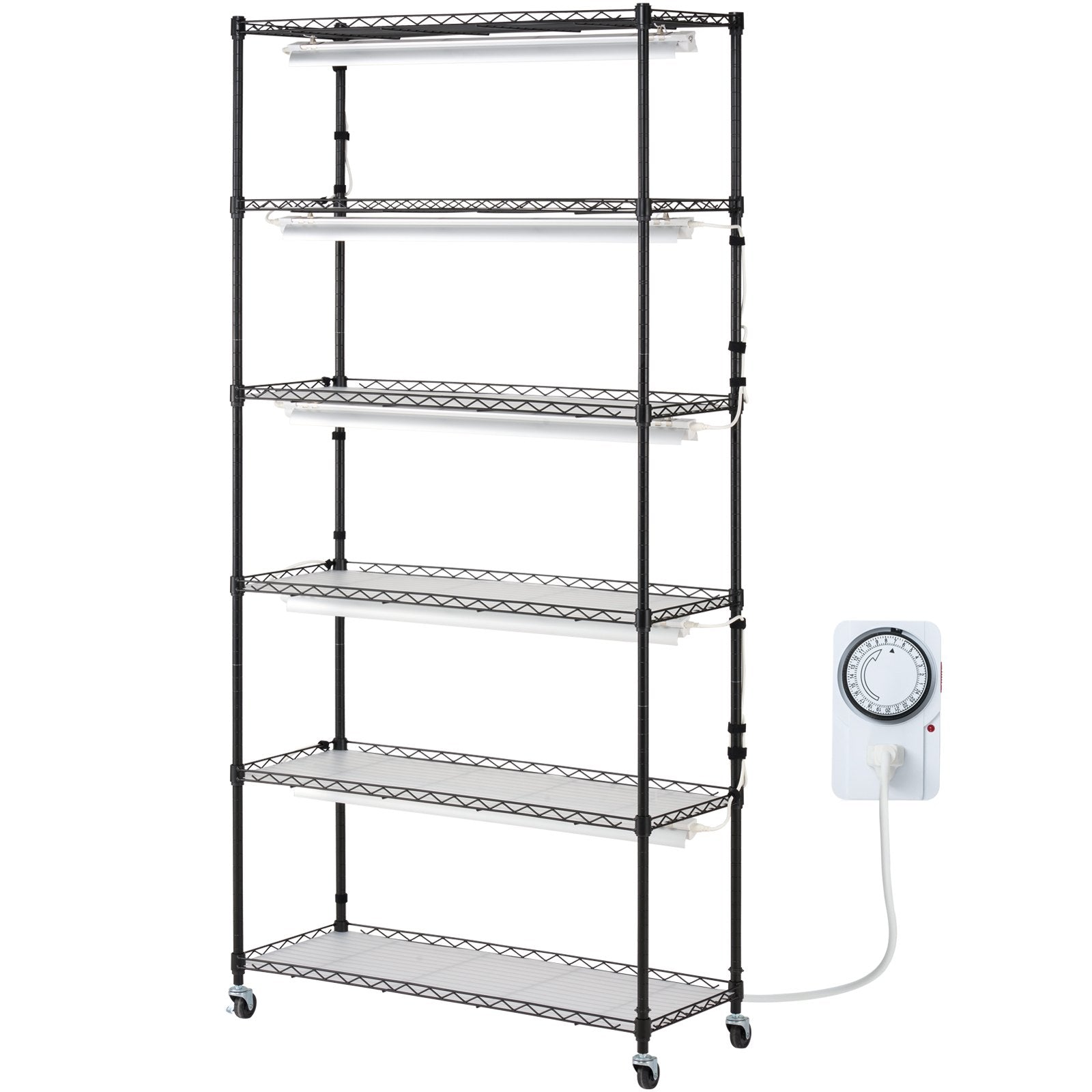Plant Stand with Grow Light 6 Tiers 150W Metal Shelf 3 Modes Timer 90x35x180cm