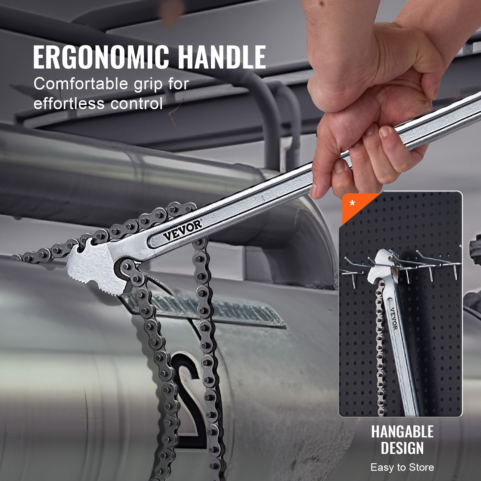 Chain Wrench 48 in 13.4 in Diameter CRV Reversible Pipe Fitting Tool