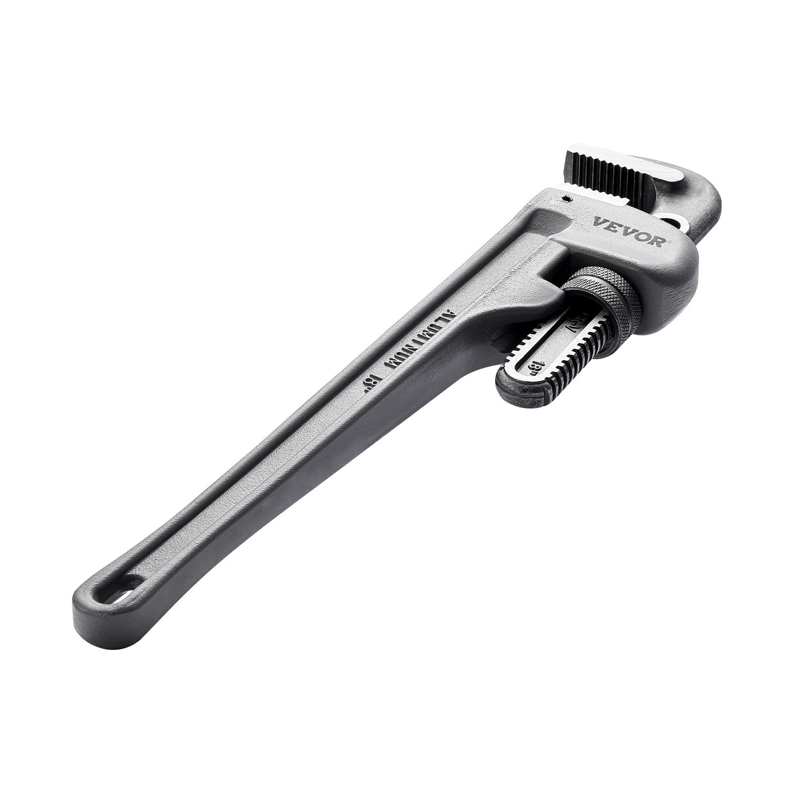 18" Aluminum Pipe Wrench Adjustable Straight Plumbing Wrench Ergonomic Handle