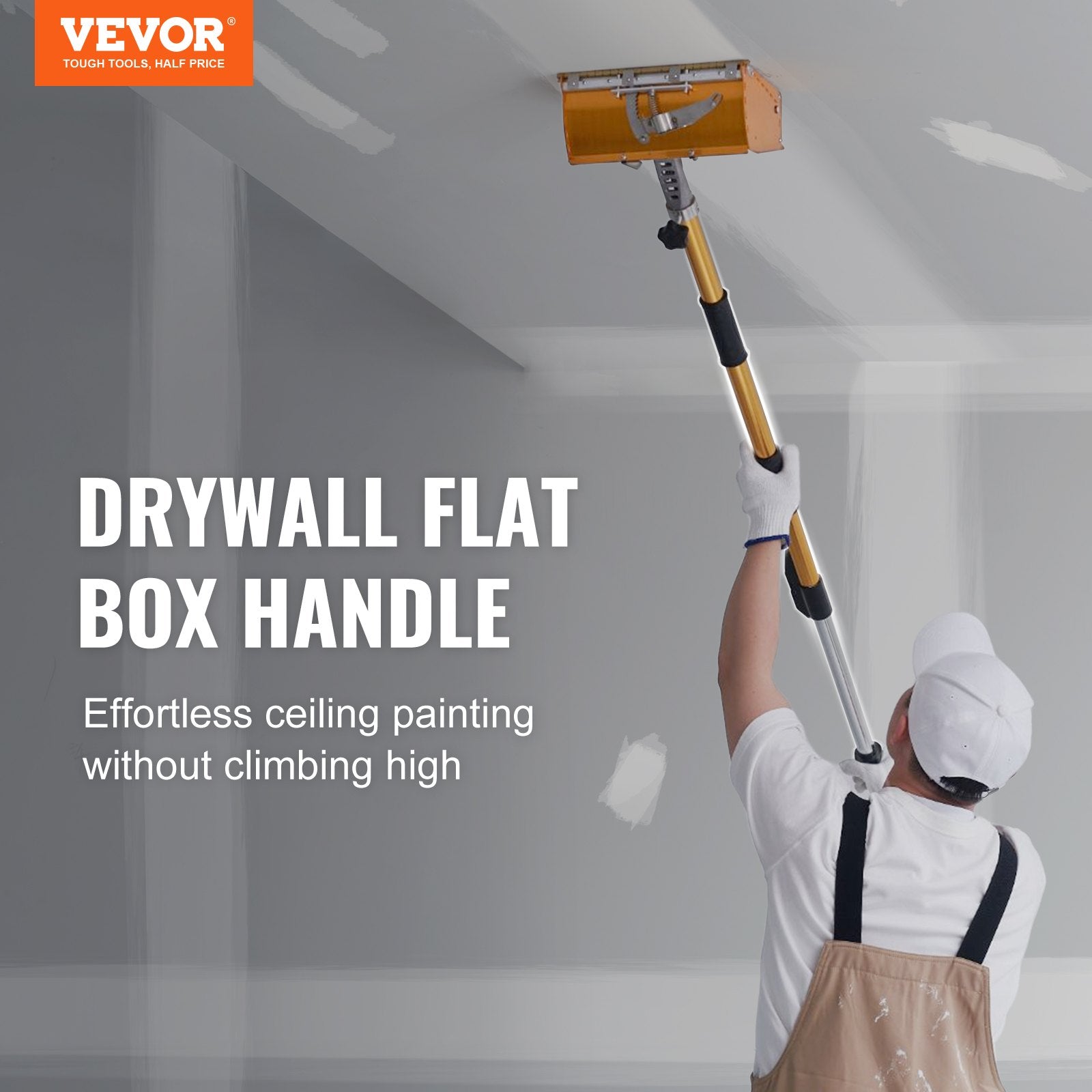 Drywall Flat Box Handle 40''–64'' Adjustable Aluminum Finishing Extension Handle