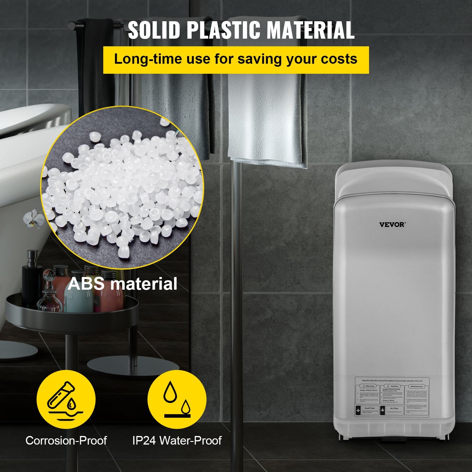 Hand Dryer Jet Blade Automatic High Speed Washroom Silver