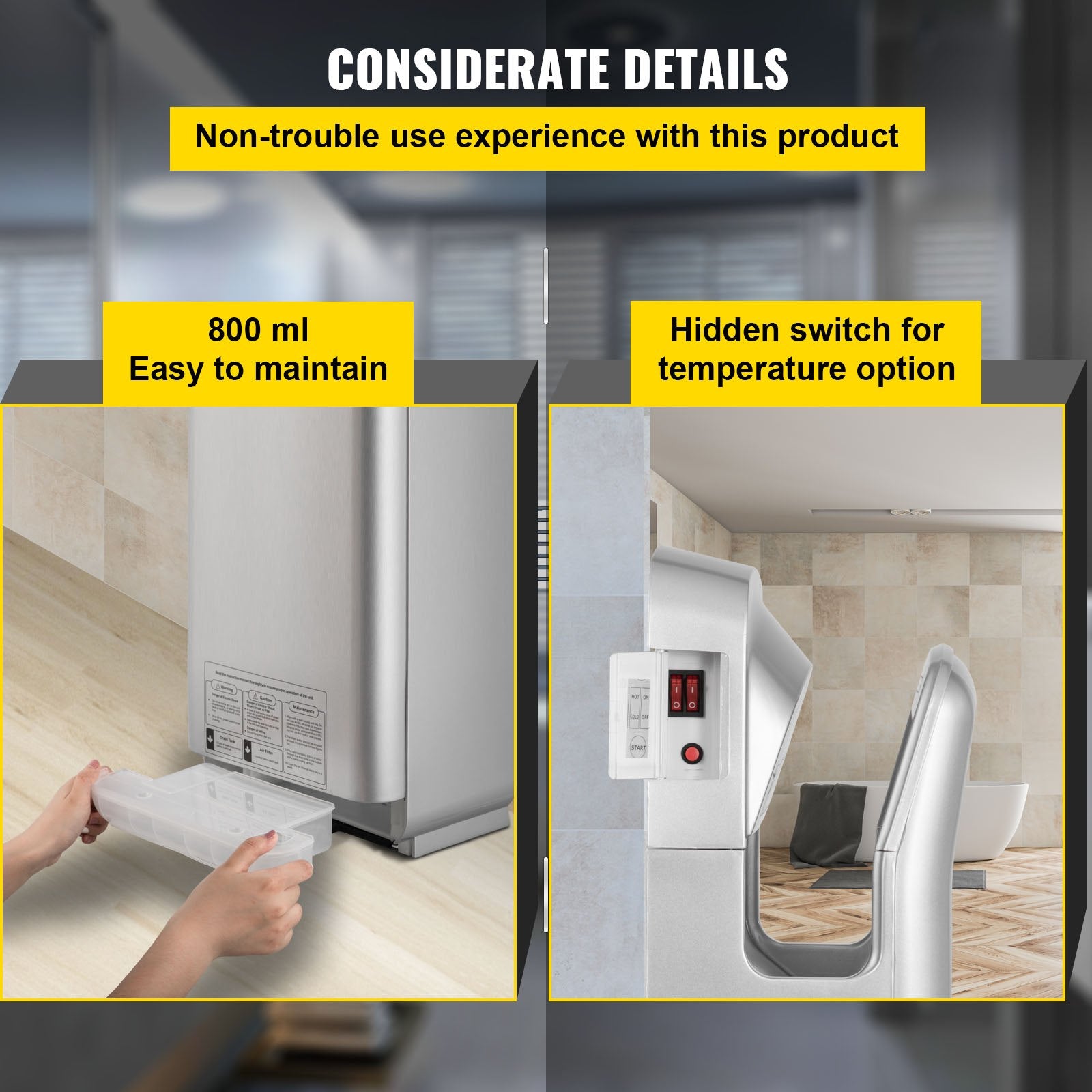 Hand Dryer Jet Blade Automatic High Speed Washroom Silver