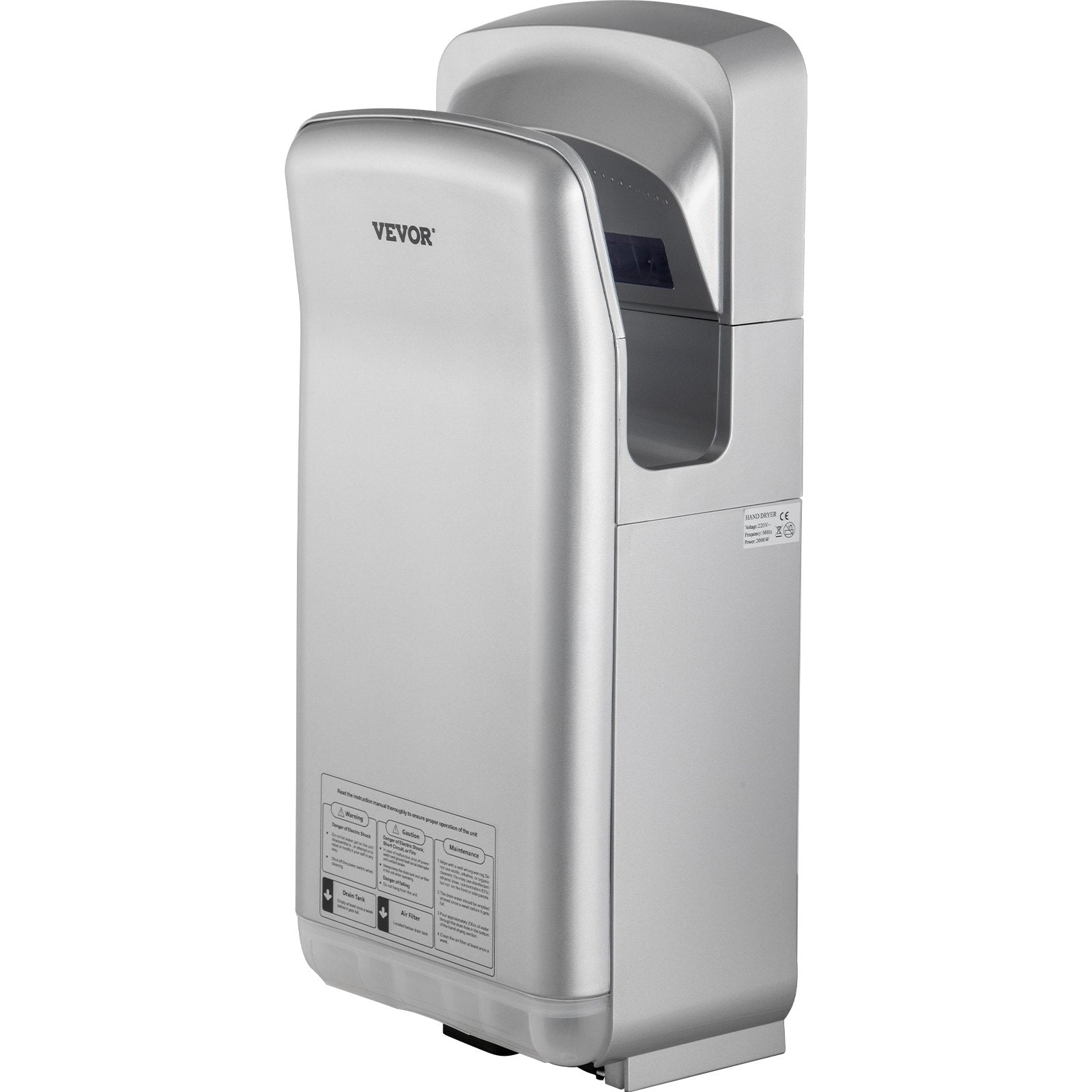 Hand Dryer Jet Blade Automatic High Speed Washroom Silver