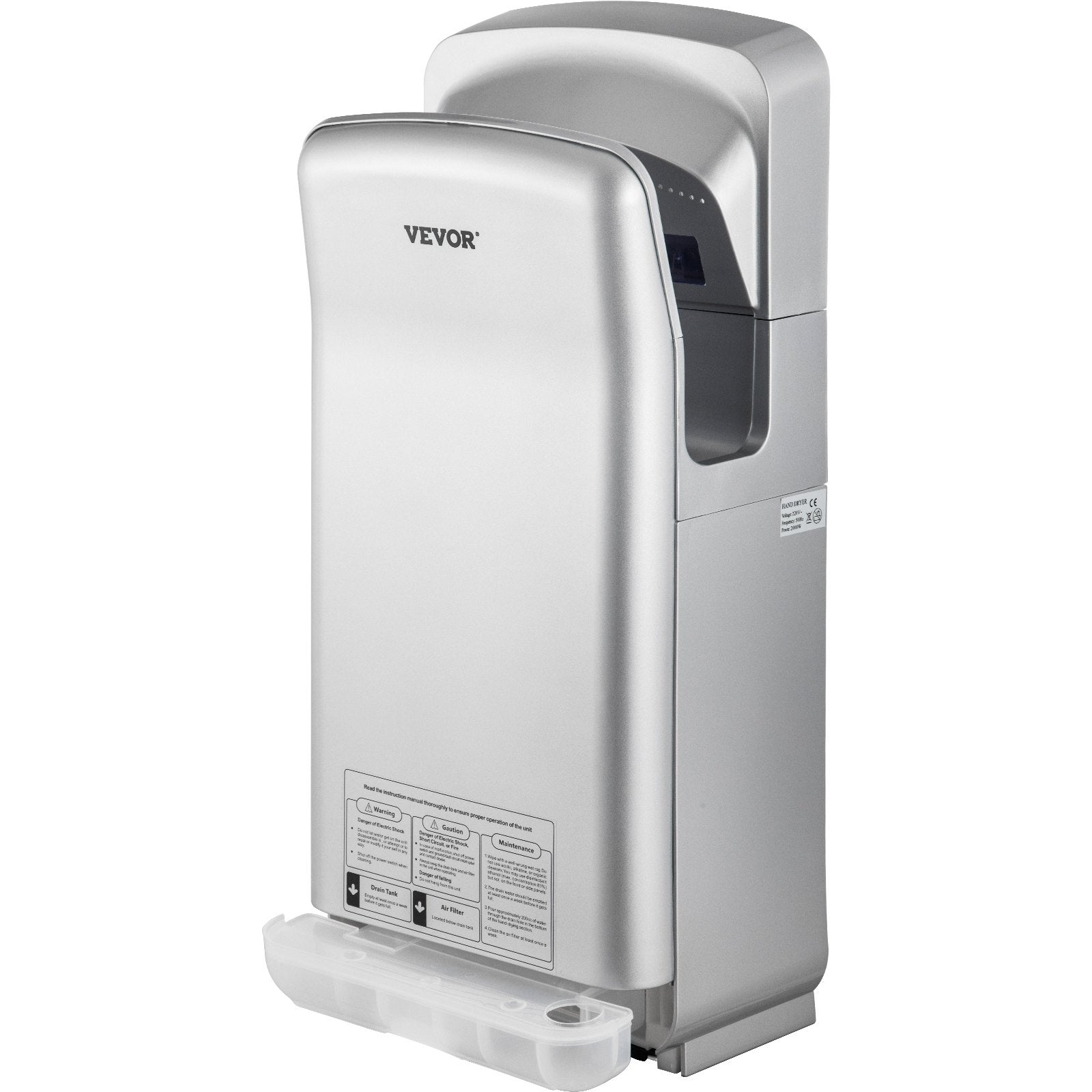 Hand Dryer Jet Blade Automatic High Speed Washroom Silver