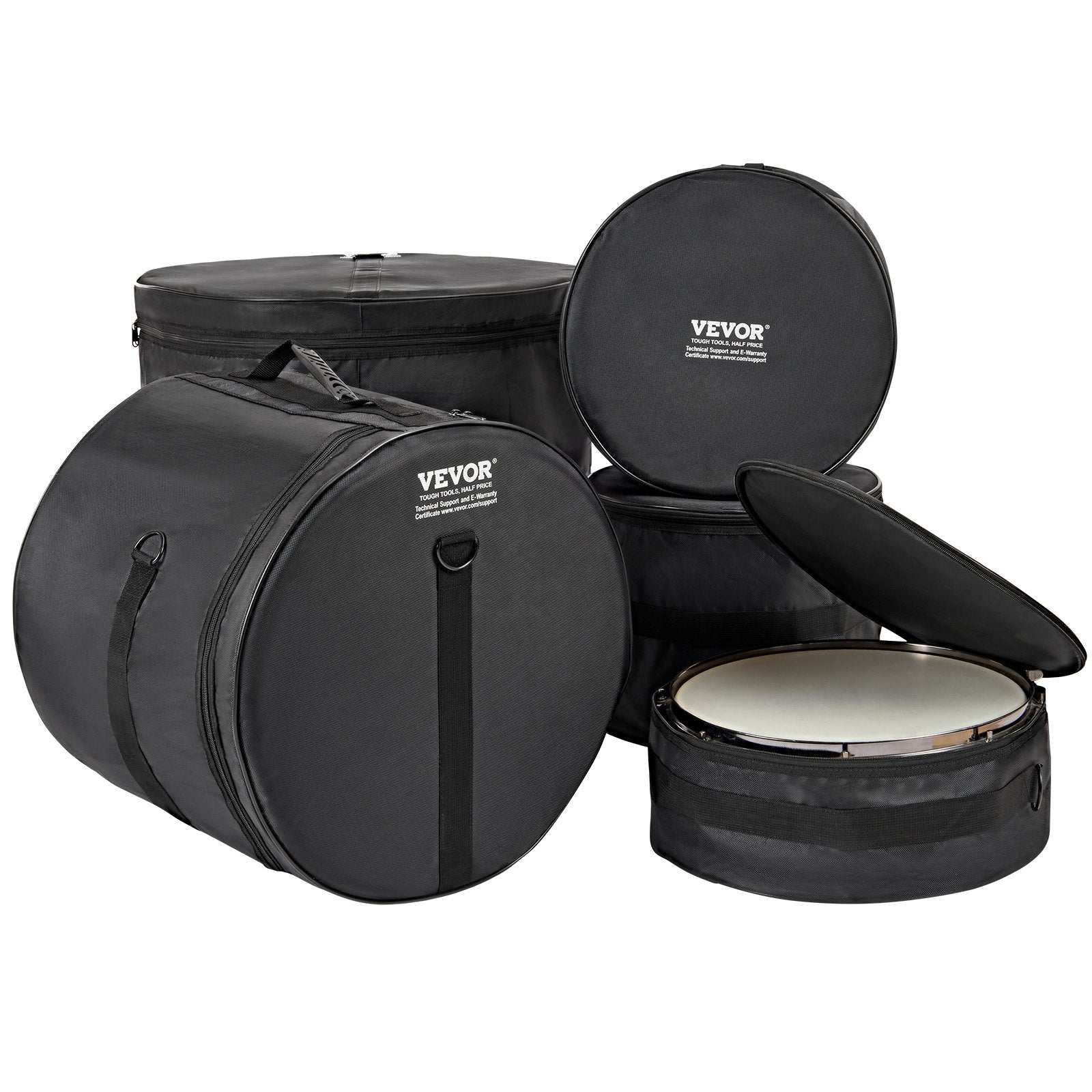 Drum Bag Set 5-Piece 1680D Oxford Fabric Padded Detachable Shoulder Strap