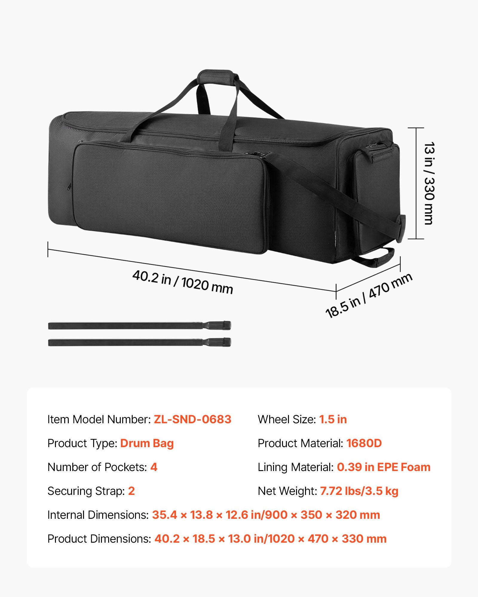 Padded Drum Bag and Drum Hardware Carry Case Set for Drum Protection
