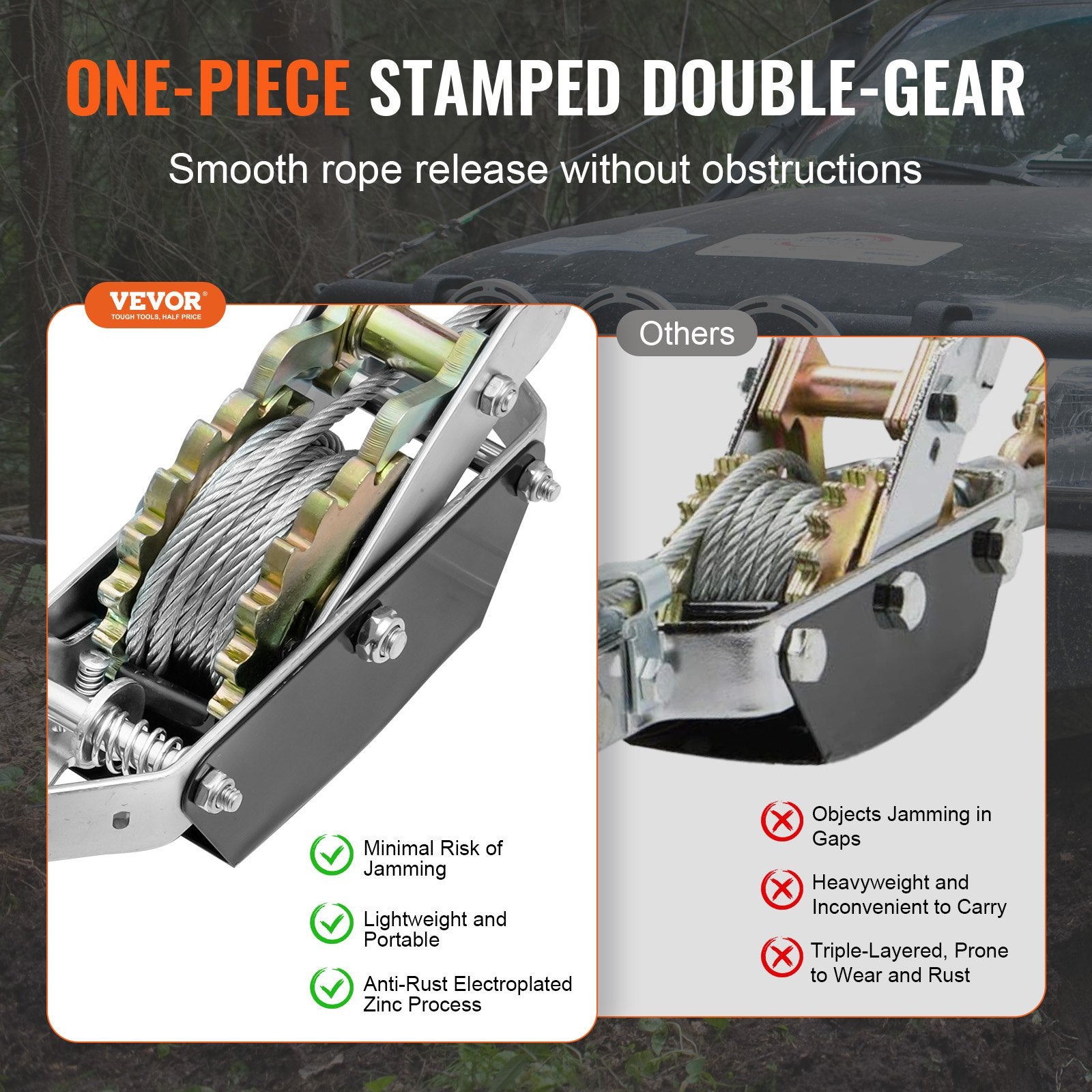Come Along Winch 2 Ton 12ft Steel Cable with Dual Gear Ratchet Puller