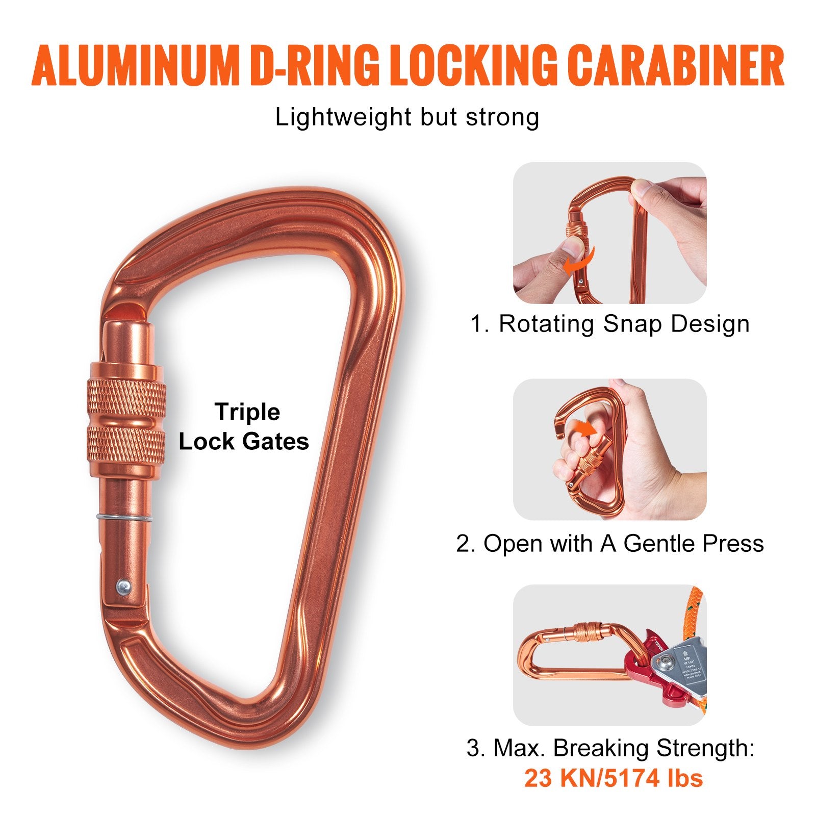 Flipline Steel Core 1/2 x 12 Ft Tree Climbing Alloy Hook Carabiner Lanyard