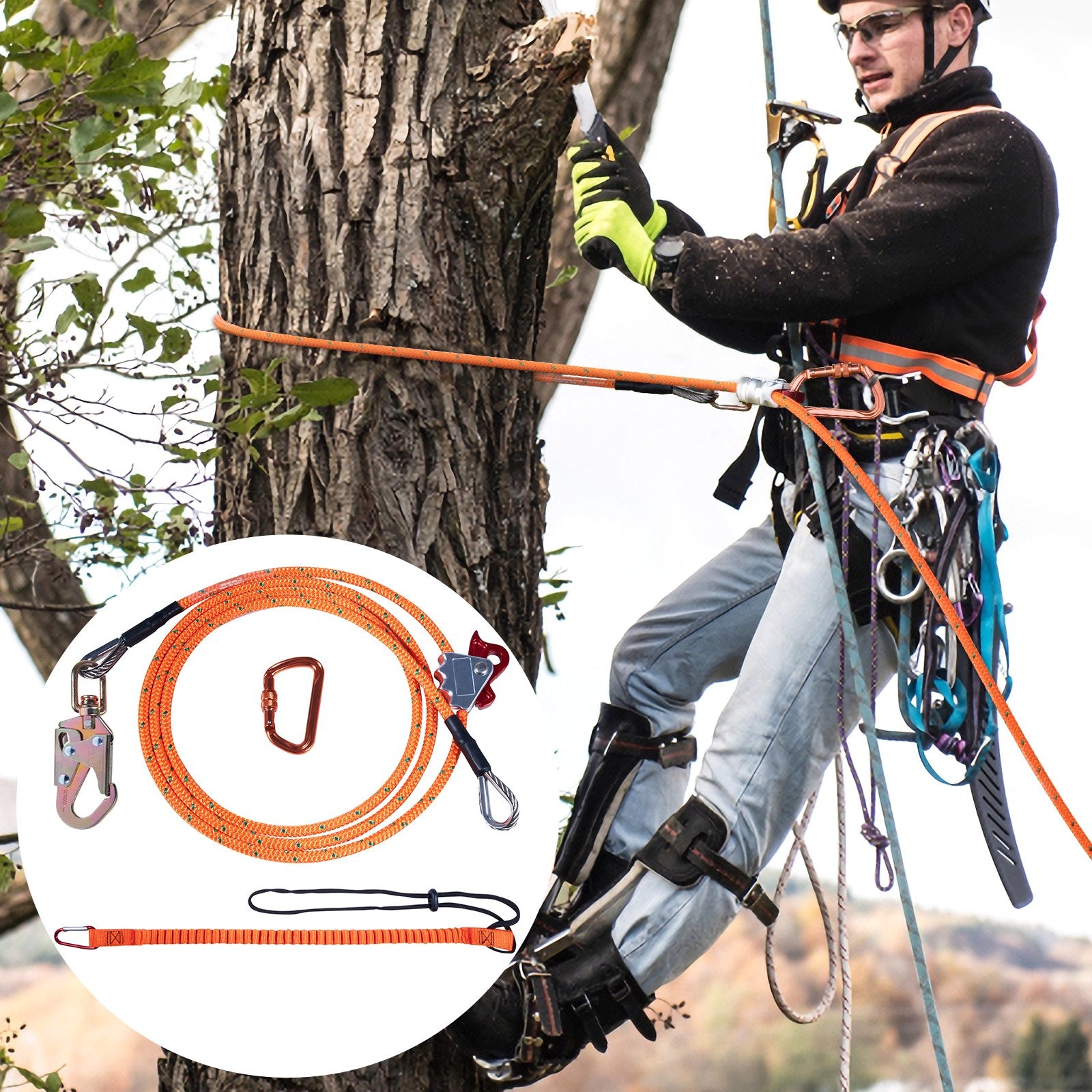 Flipline Steel Core 1/2 x 12 Ft Tree Climbing Alloy Hook Carabiner Lanyard