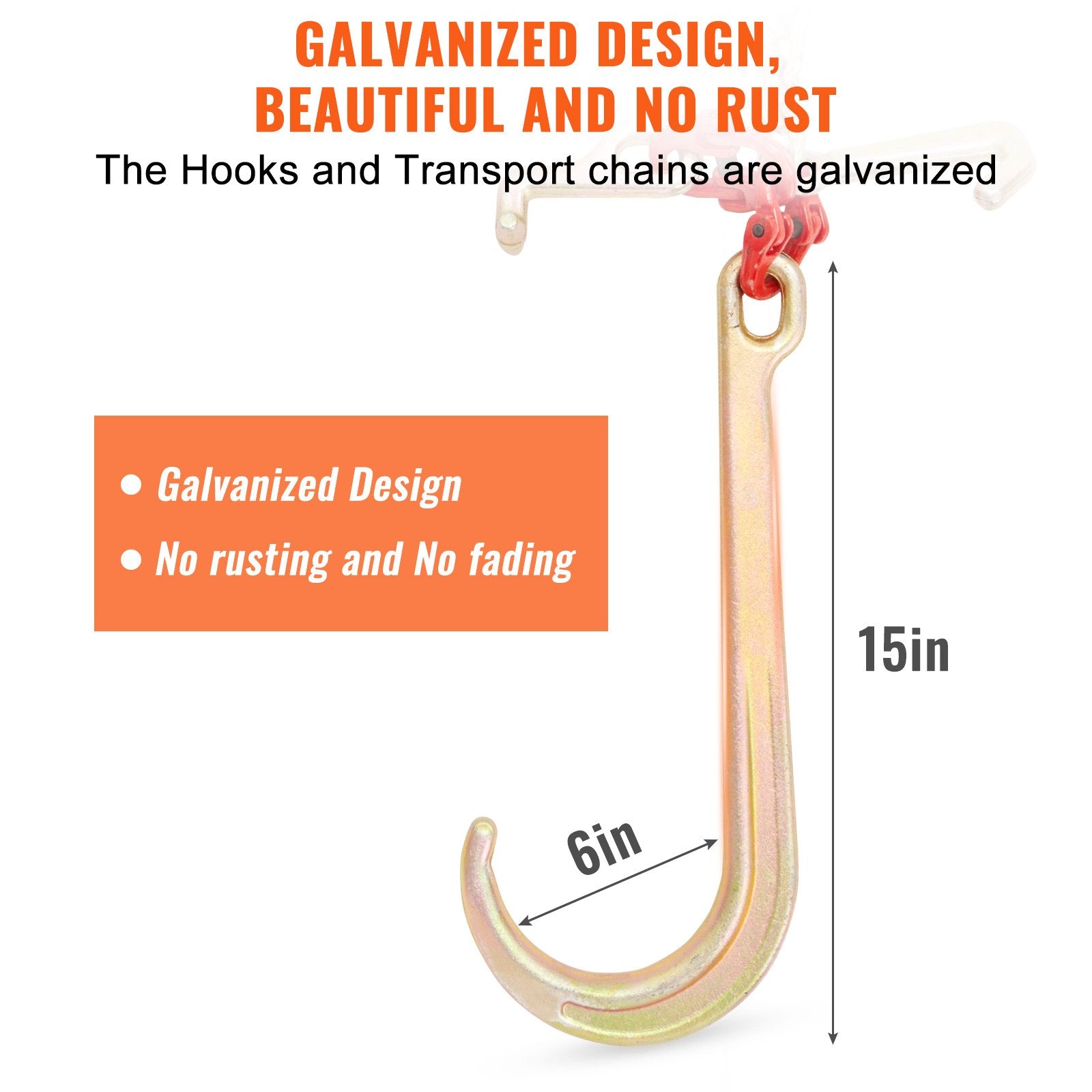 V-Chain Bridle 4364kg 8x914.4mm G80 Tow Chain RTJ Hooks Galvanized D-Shackle