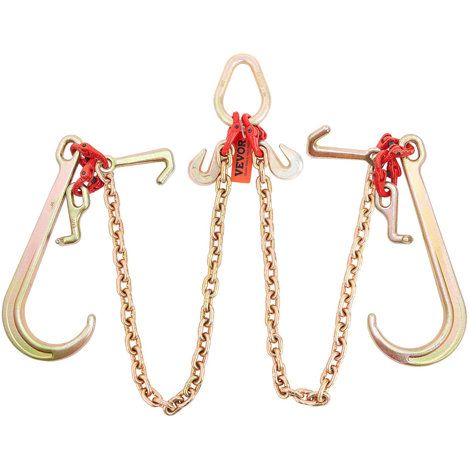 V-Chain Bridle 4364kg 8x914.4mm G80 Tow Chain RTJ Hooks Galvanized D-Shackle