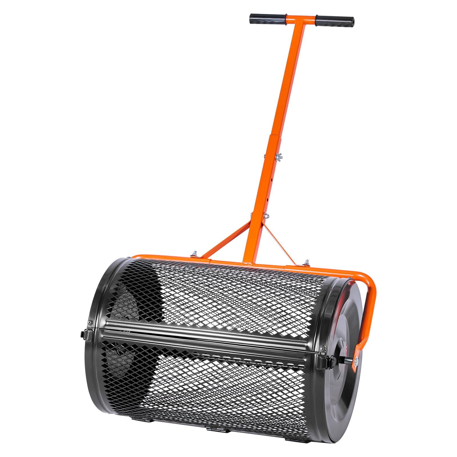 Compost Spreader 24in Wide Peat Moss Roller with T-Handle, 3 Heights Adjustable