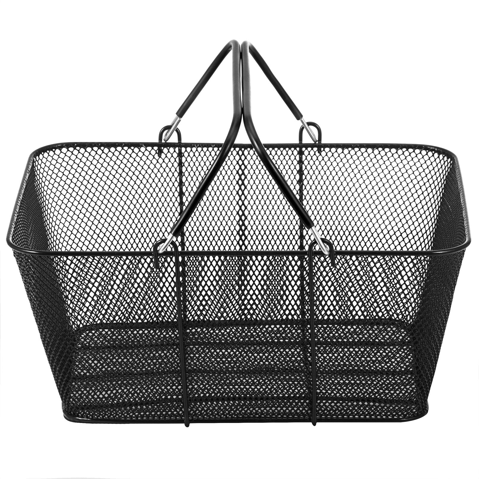 Shopping Baskets 12PCS Black Metal Wire Mesh Set with Handles for Stores