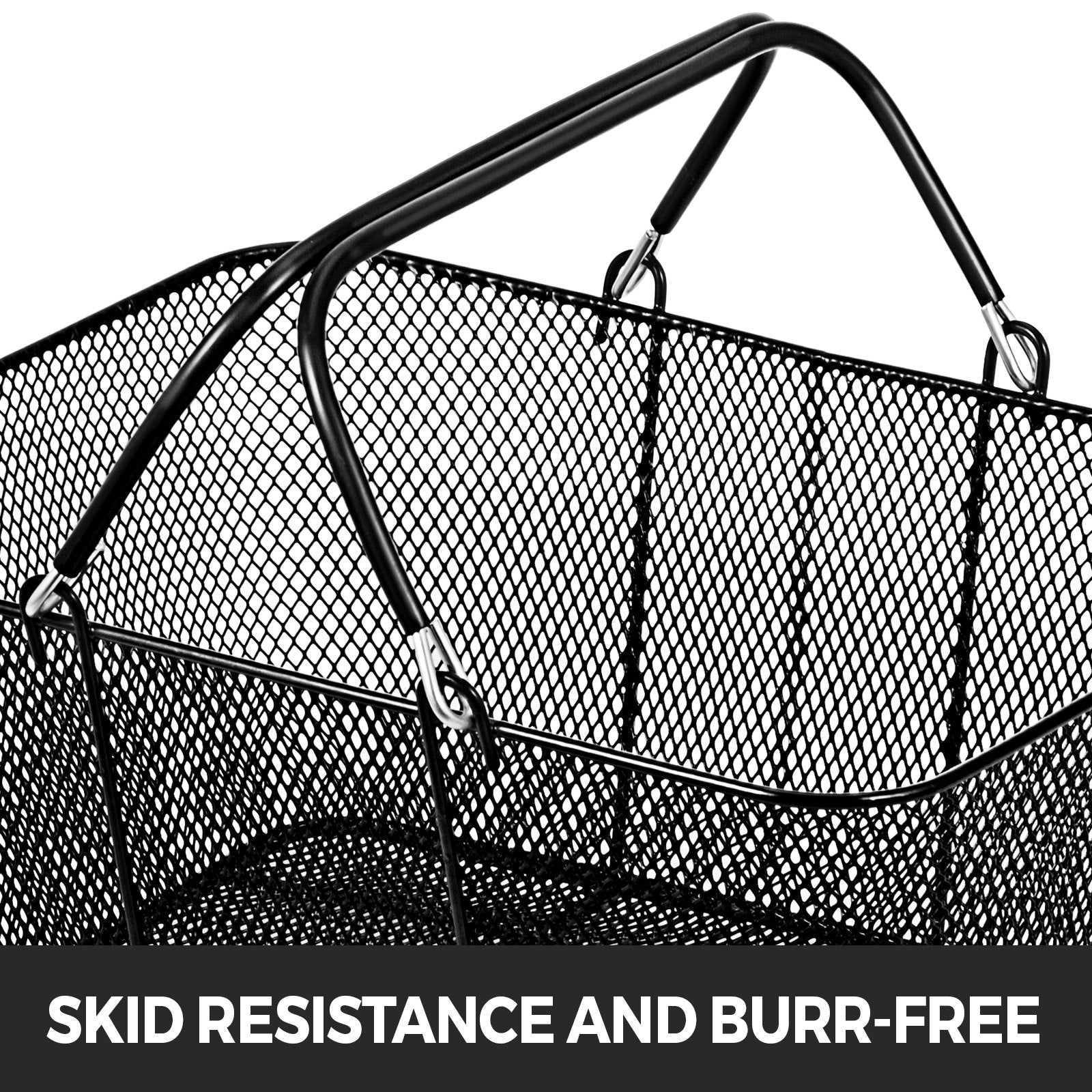 Shopping Baskets 12PCS Black Metal Wire Mesh Set with Handles for Stores