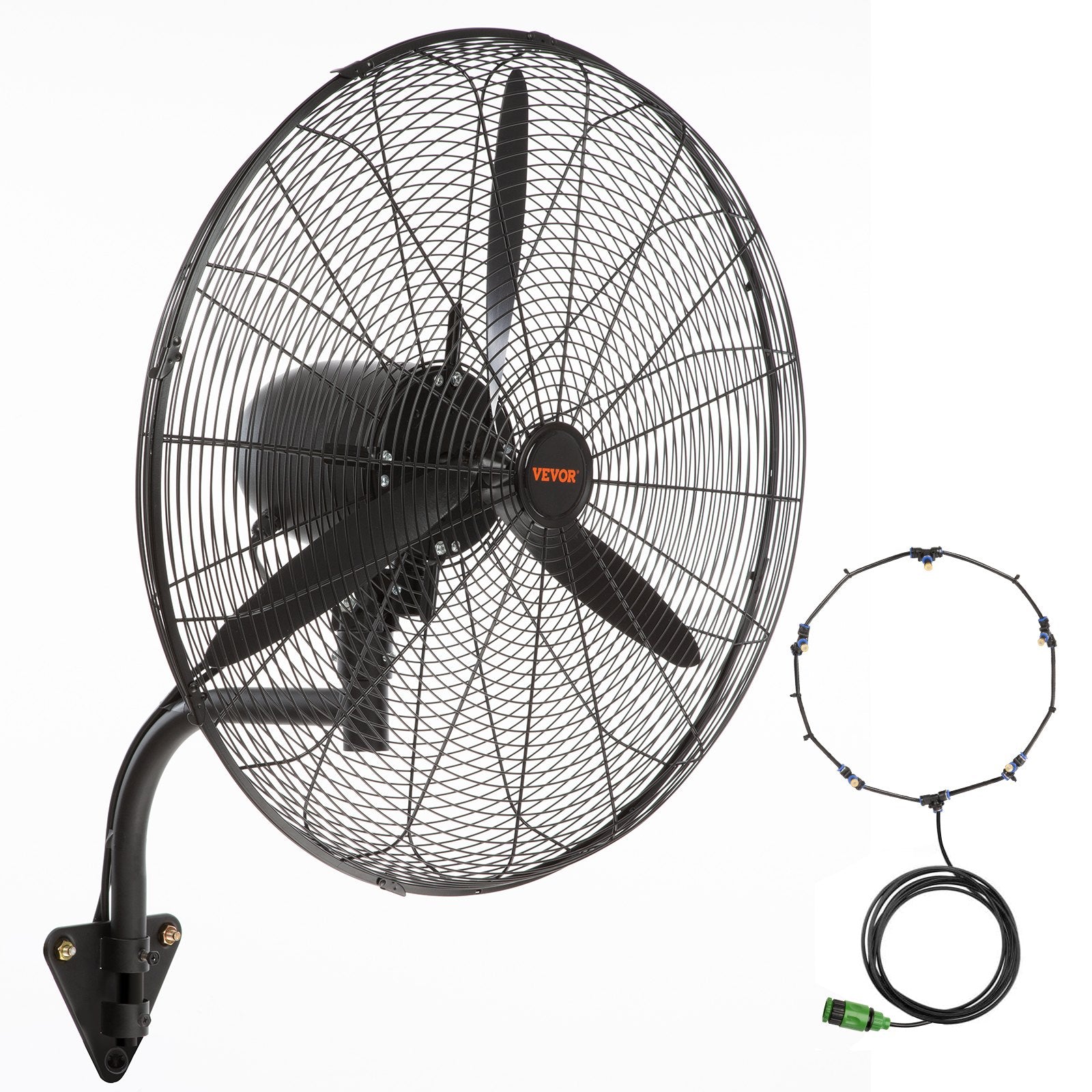 Wall-Mount Misting Fan, 61.6cm Oscillating Metal 3-Speed Waterproof Fan