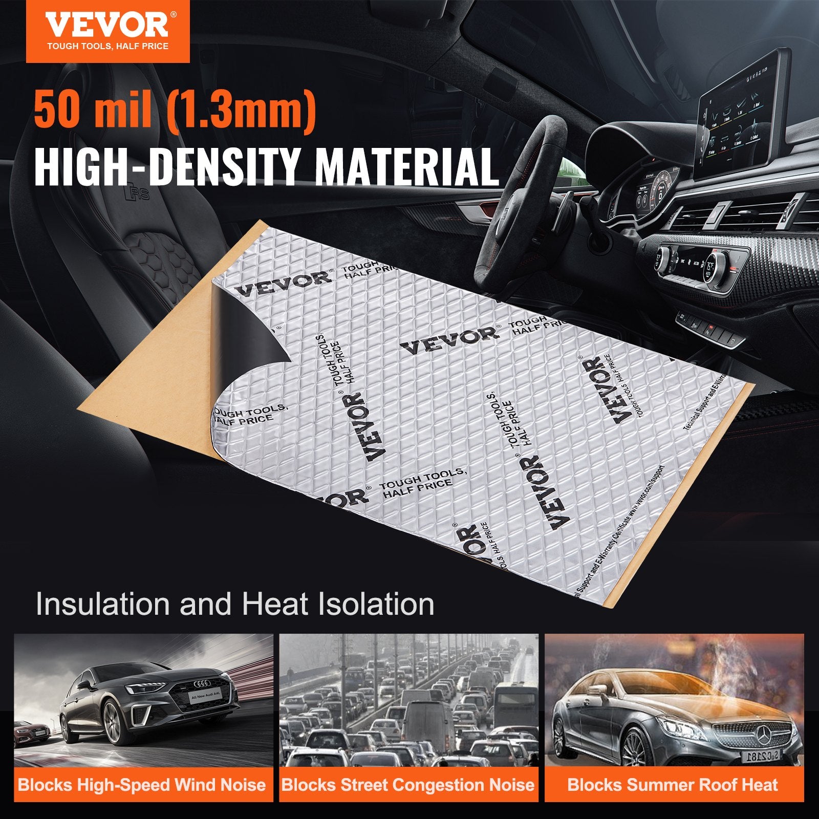 Car Sound Deadening Mat 50mil 4.8sqm Butyl Noise Insulation Vibration Dampen