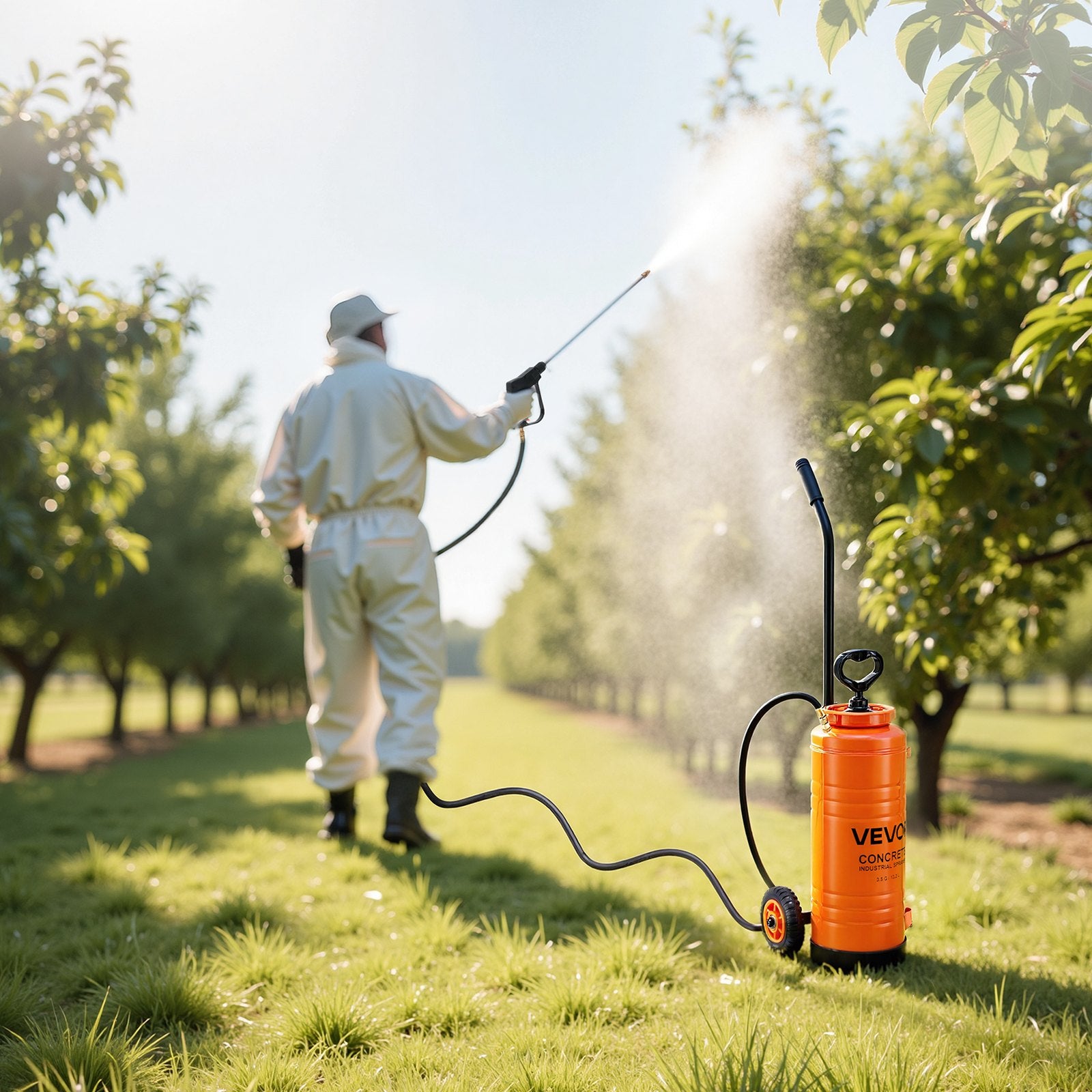 Industrial Concrete Sprayer 14L Stainless Steel Wheeled Cart Heavy Duty Pump