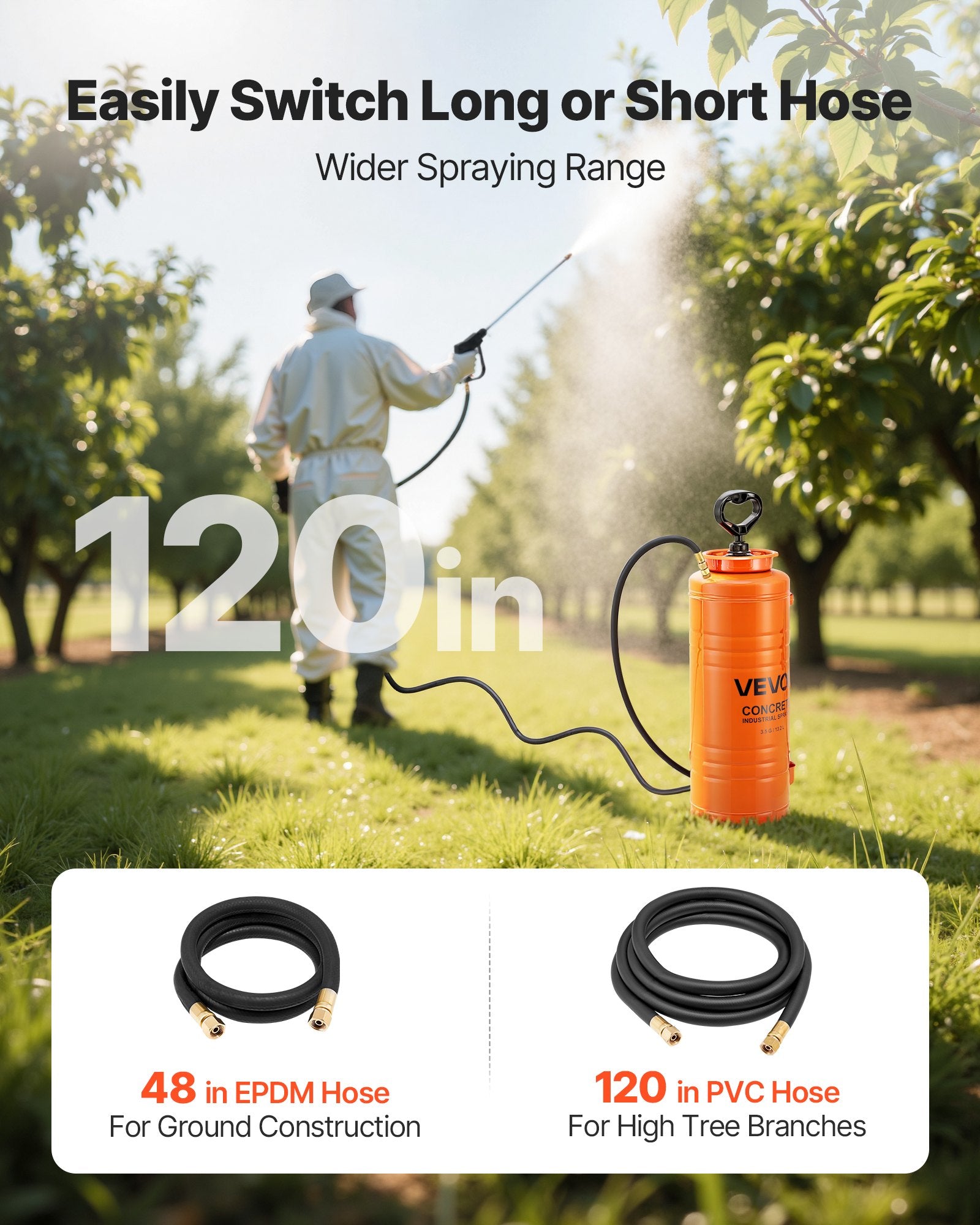 Industrial Concrete Sprayer 14L Stainless Steel with 52cm Wand, Hoses & Nozzles