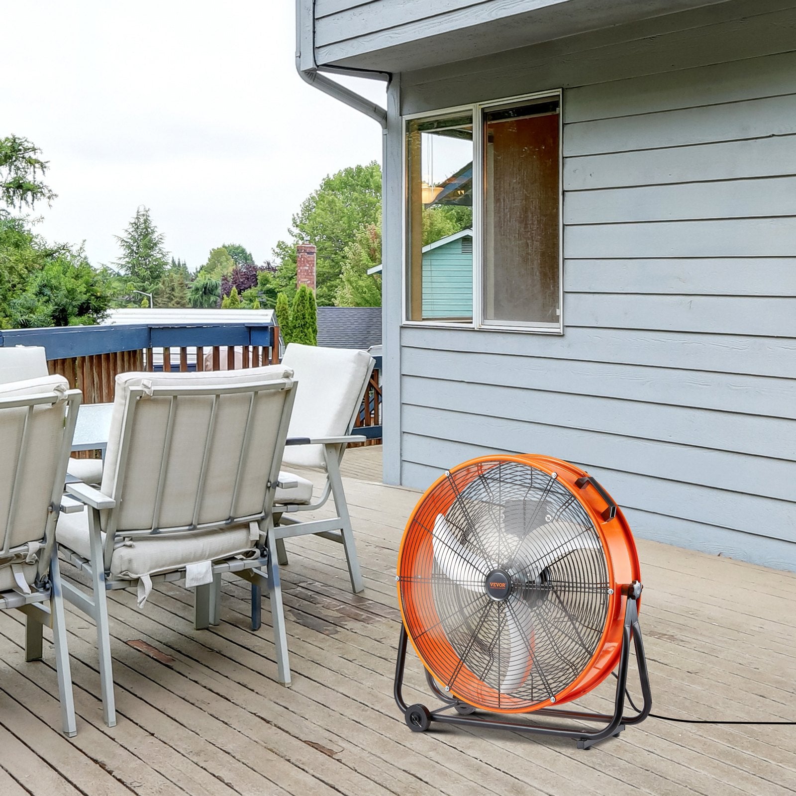 24" Industrial Drum Fan 8900 CFM Variable Speed Floor Fan with Wheels