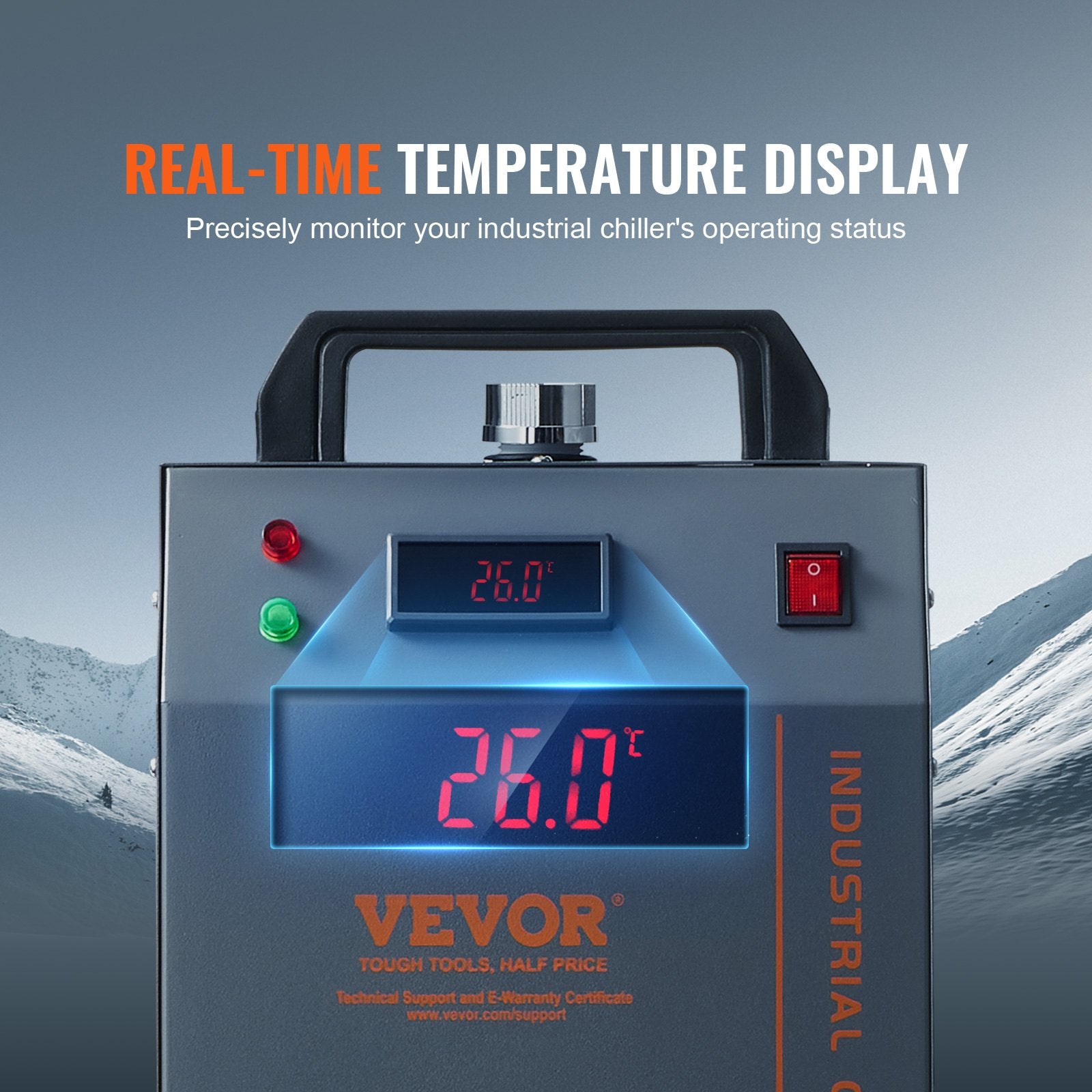Industrial Water Chiller CW-3000 80W Air-Cooled 12L Tank 12L/min Flow Rate