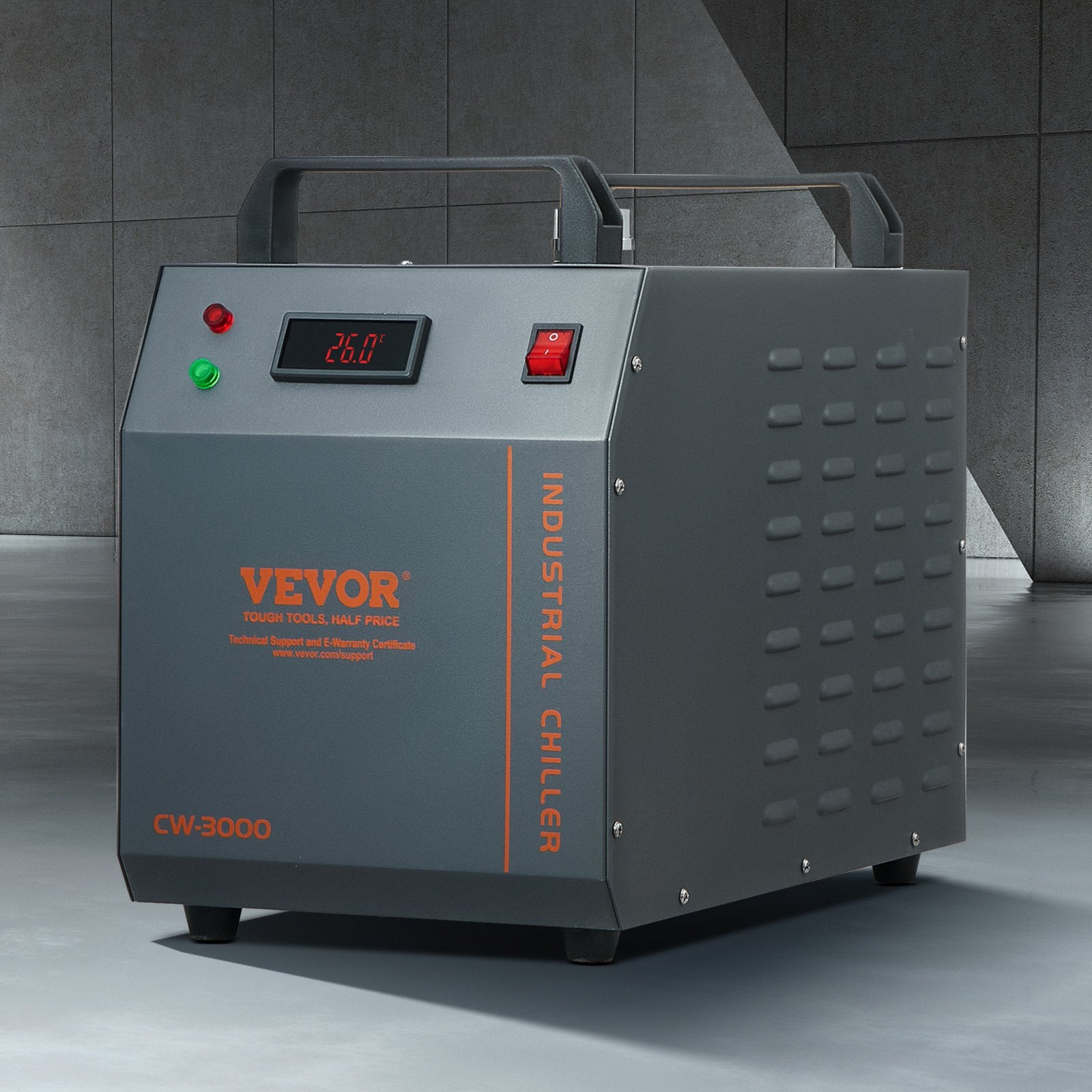 Industrial Water Chiller CW-3000 80W Air-Cooled 12L Tank 12L/min Flow Rate