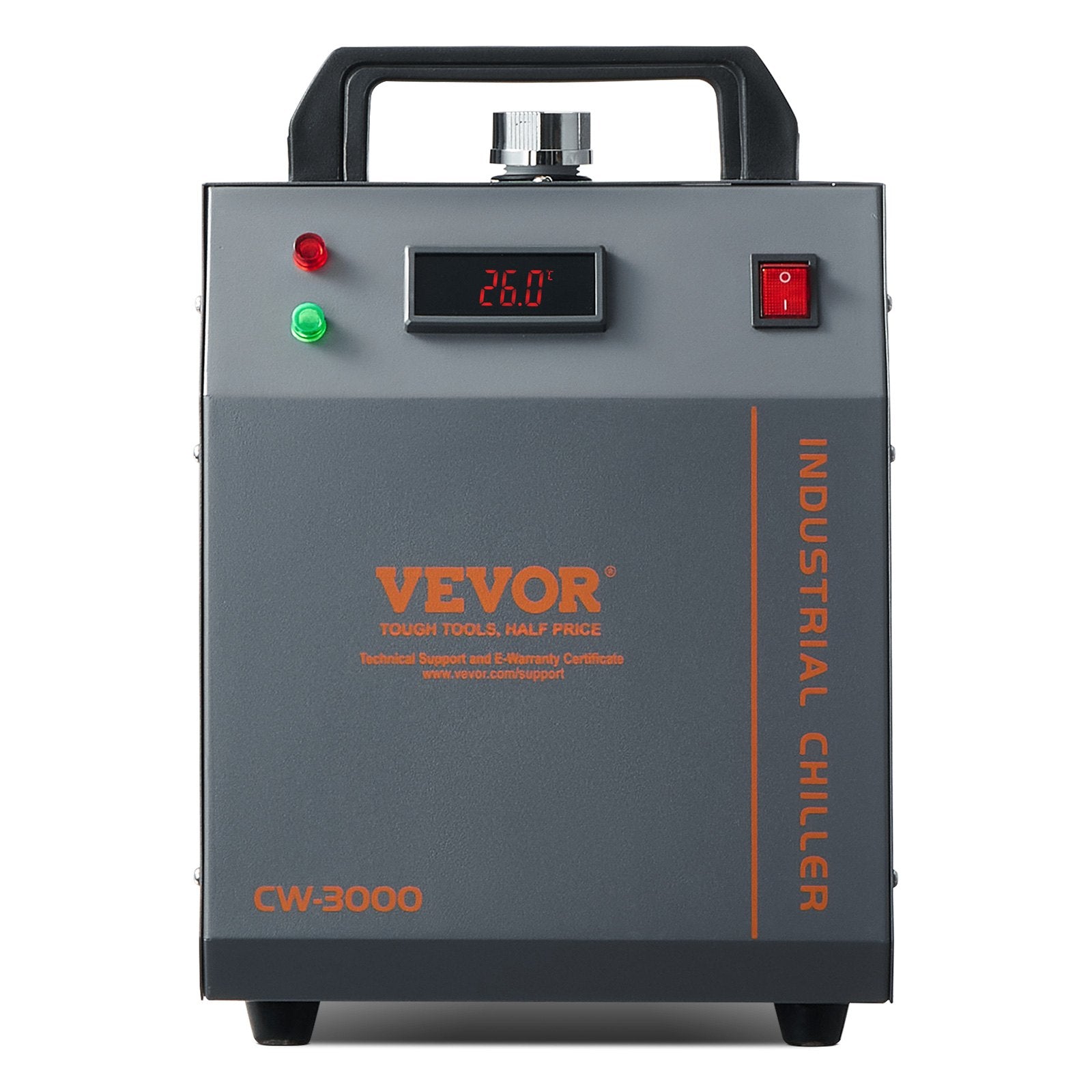 Industrial Water Chiller CW-3000 80W Air-Cooled 12L Tank 12L/min Flow Rate