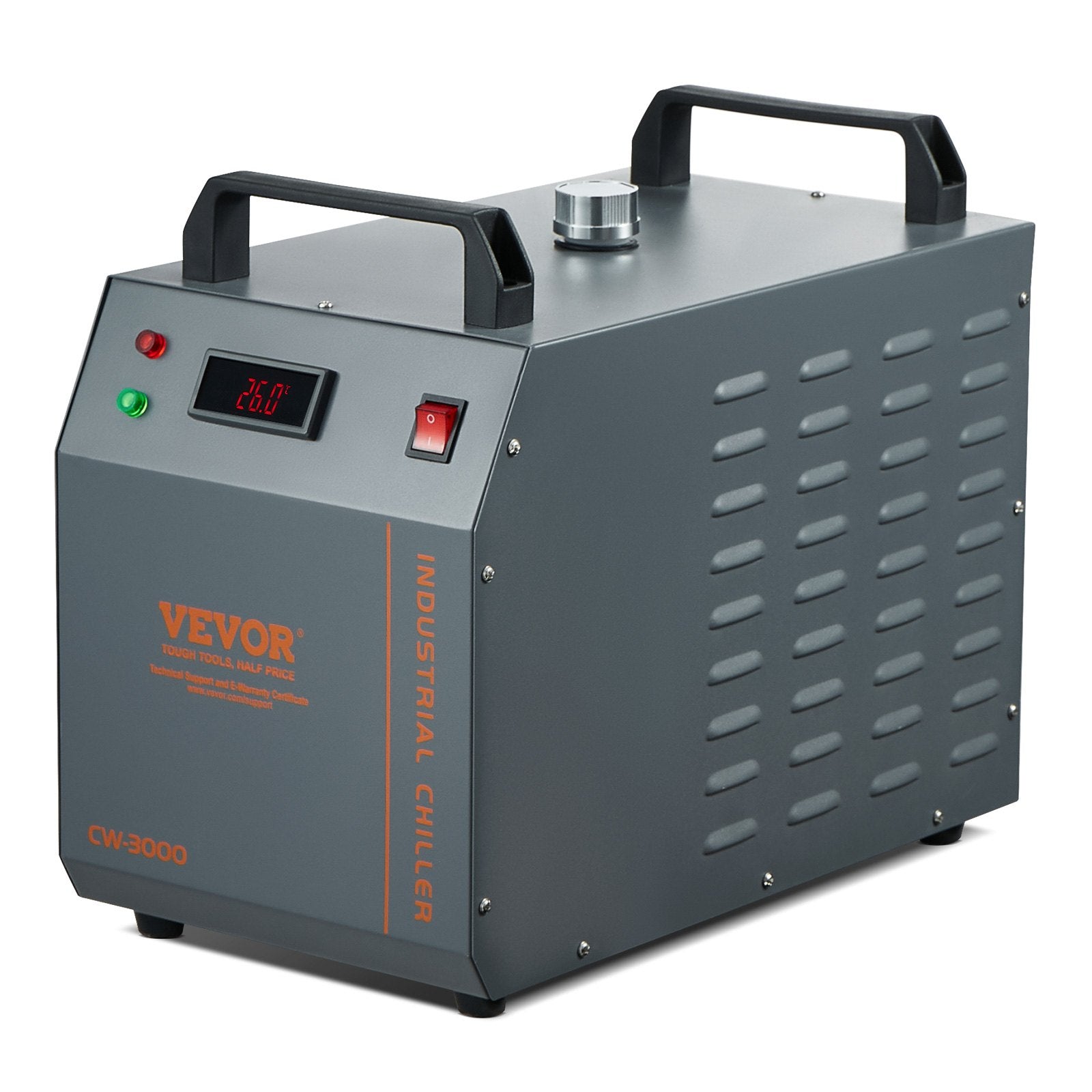 Industrial Water Chiller CW-3000 80W Air-Cooled 12L Tank 12L/min Flow Rate