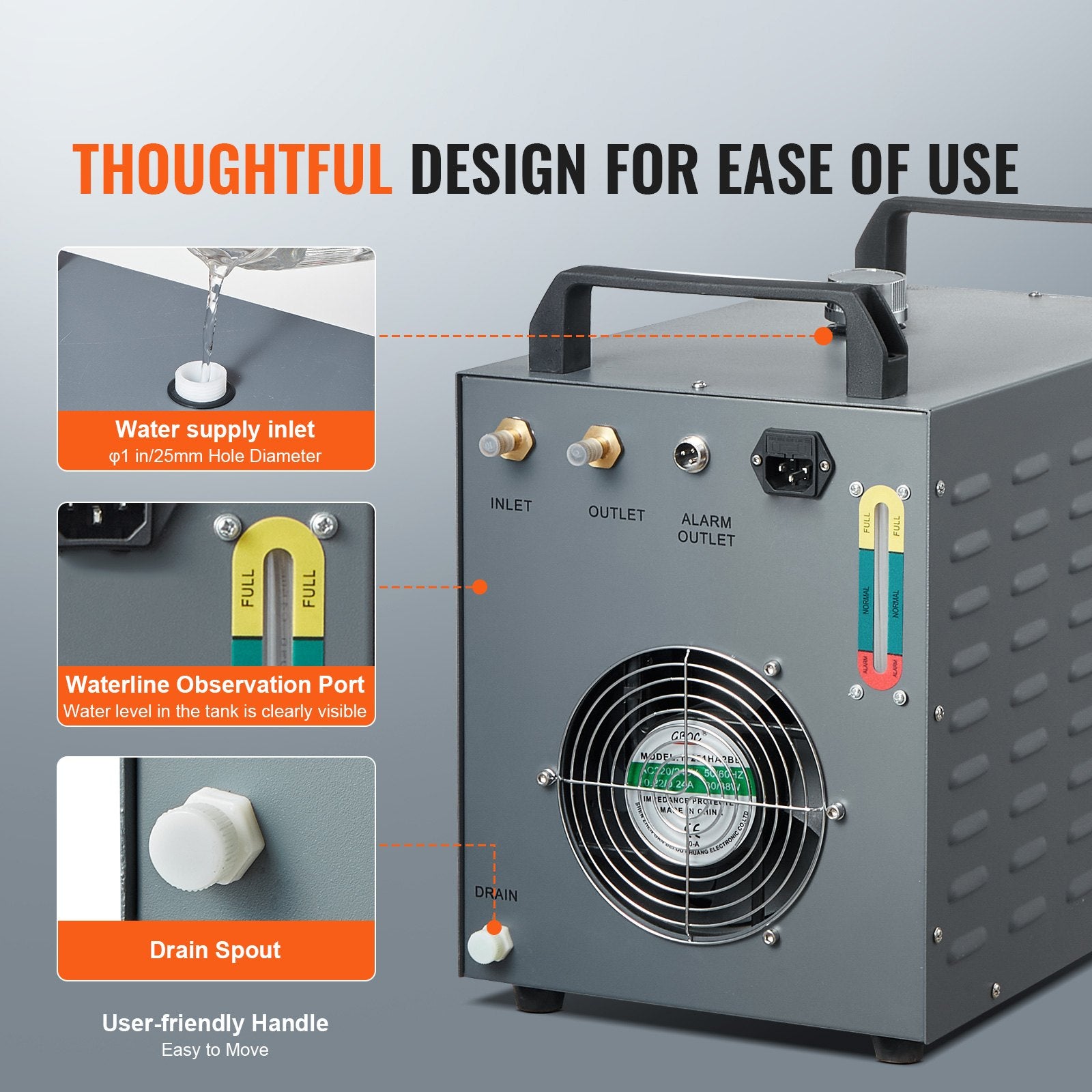 Industrial Water Chiller CW-3000(PRO) 150W Air-Cooled 12L Tank 18L/min Flow
