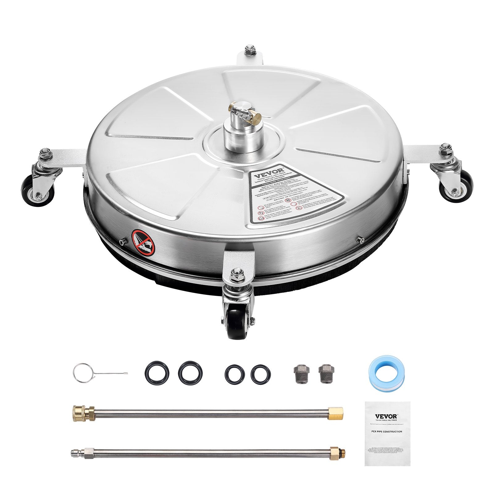 18in Pressure Washer Surface Cleaner Stainless Steel 4 Wheels 4000 PSI