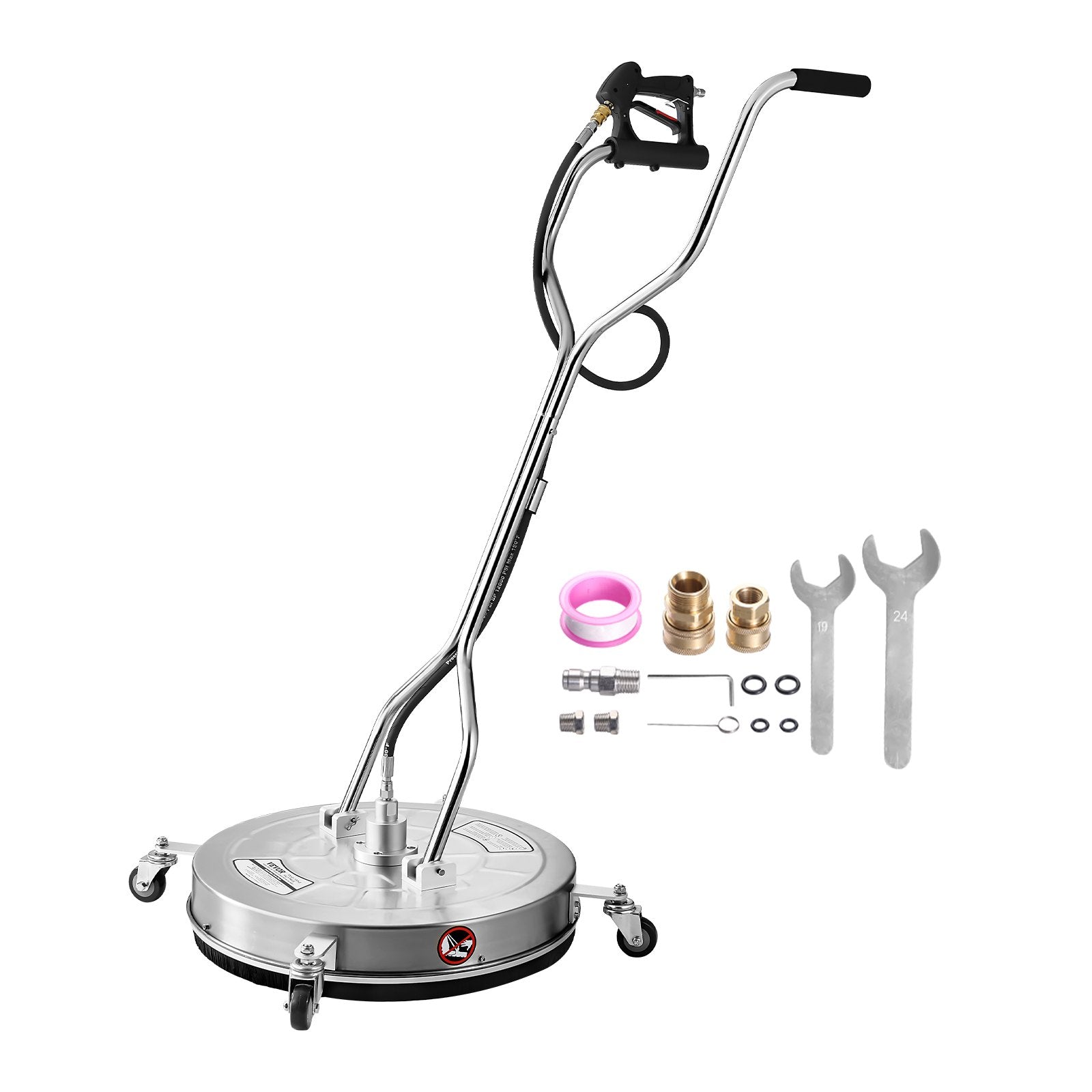 24" Pressure Washer Surface Cleaner Stainless Steel 4000 PSI 4 Wheels Dual H&le