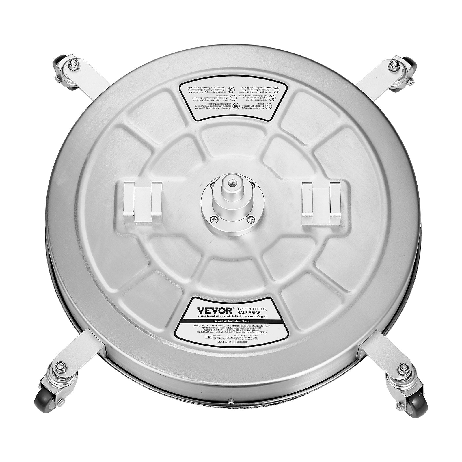 24" Pressure Washer Surface Cleaner Stainless Steel 4000 PSI 4 Wheels Dual H&le