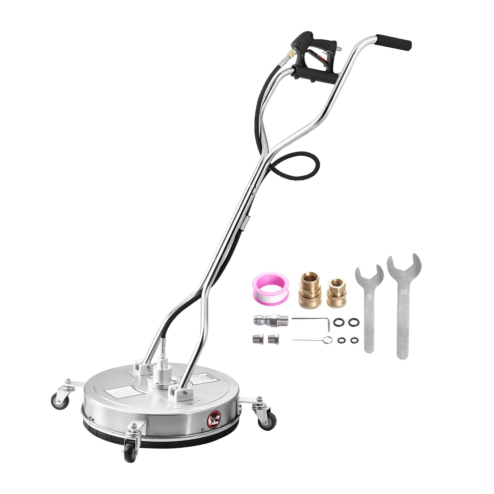 20" Pressure Washer Surface Cleaner Stainless Steel 4500 PSI 4 Wheels Dual H&le
