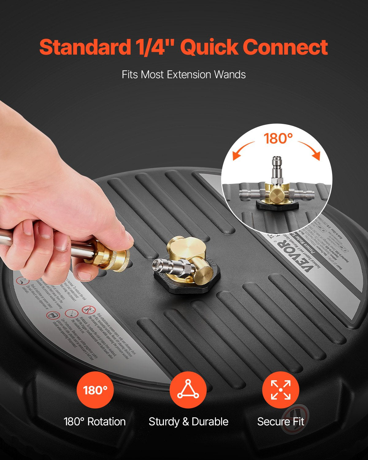 15" Pressure Washer Surface Cleaner with 4 Wheels for Driveway