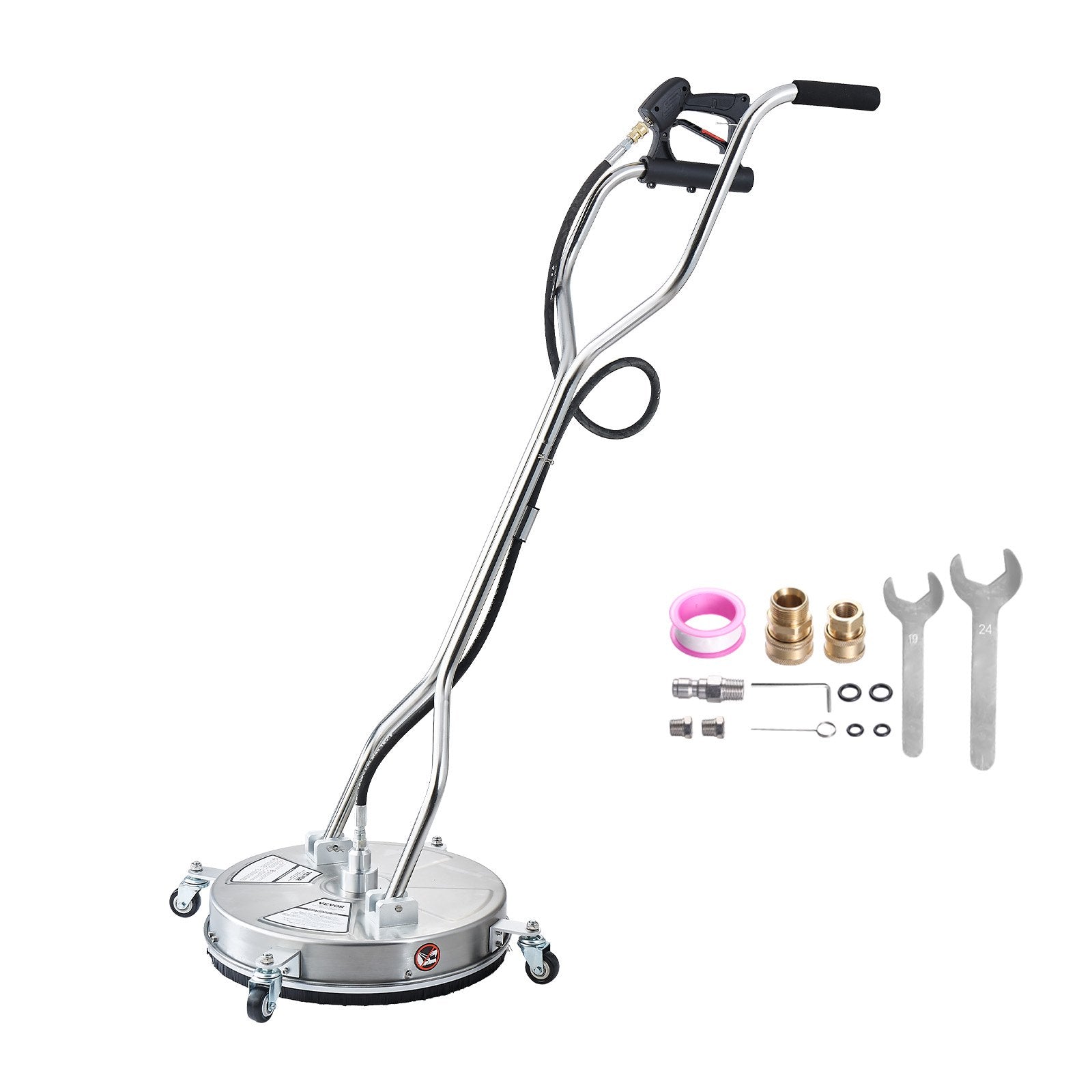 18in Pressure Washer Surface Cleaner, Stainless Steel, 4 Wheels, 4000 PSI