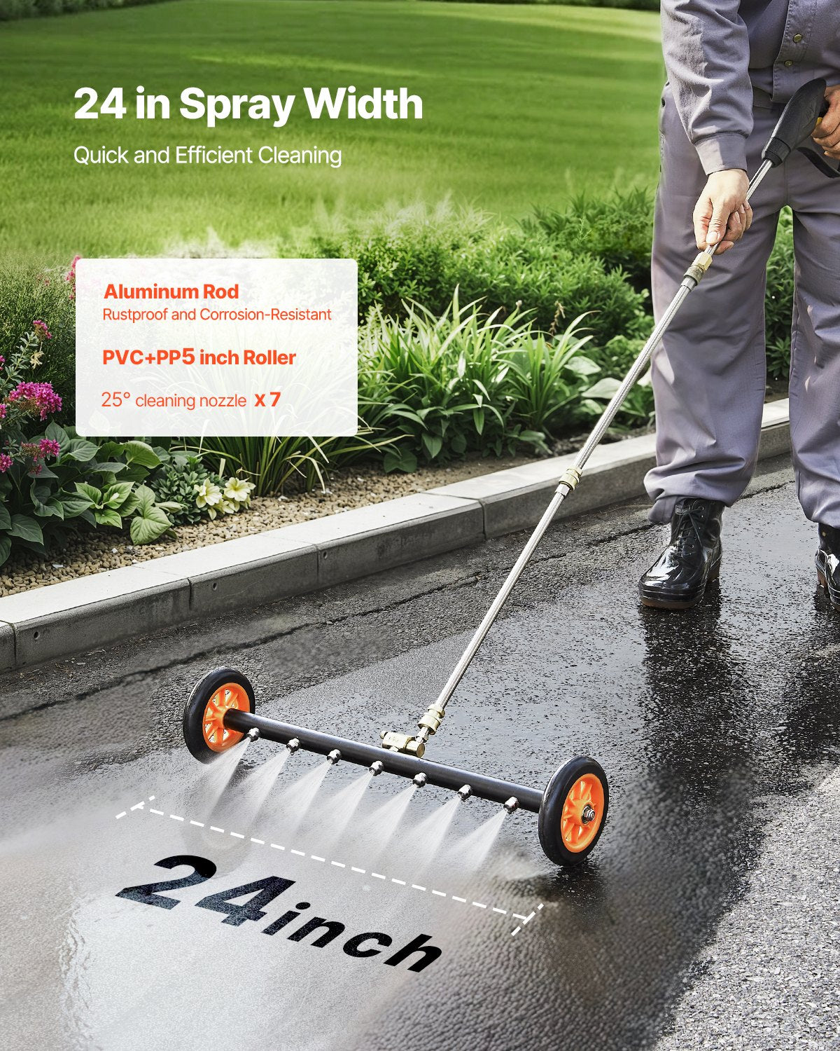 Pressure Washer Undercarriage Cleaner 24 Inch Stainless Steel Surface 4000PSI