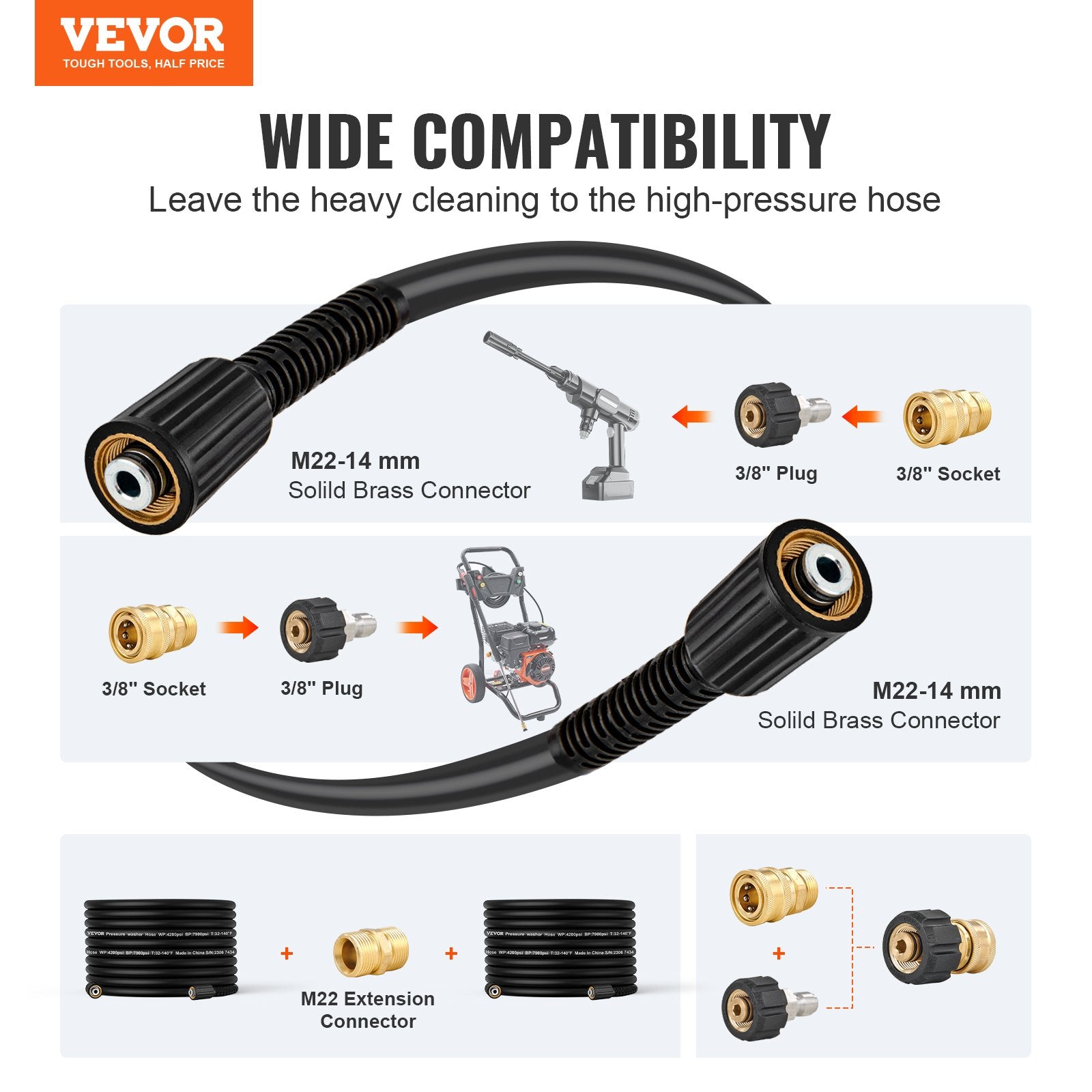 High Pressure Power Washer Hose 100FT 4200 PSI 1/4" Quick Connection