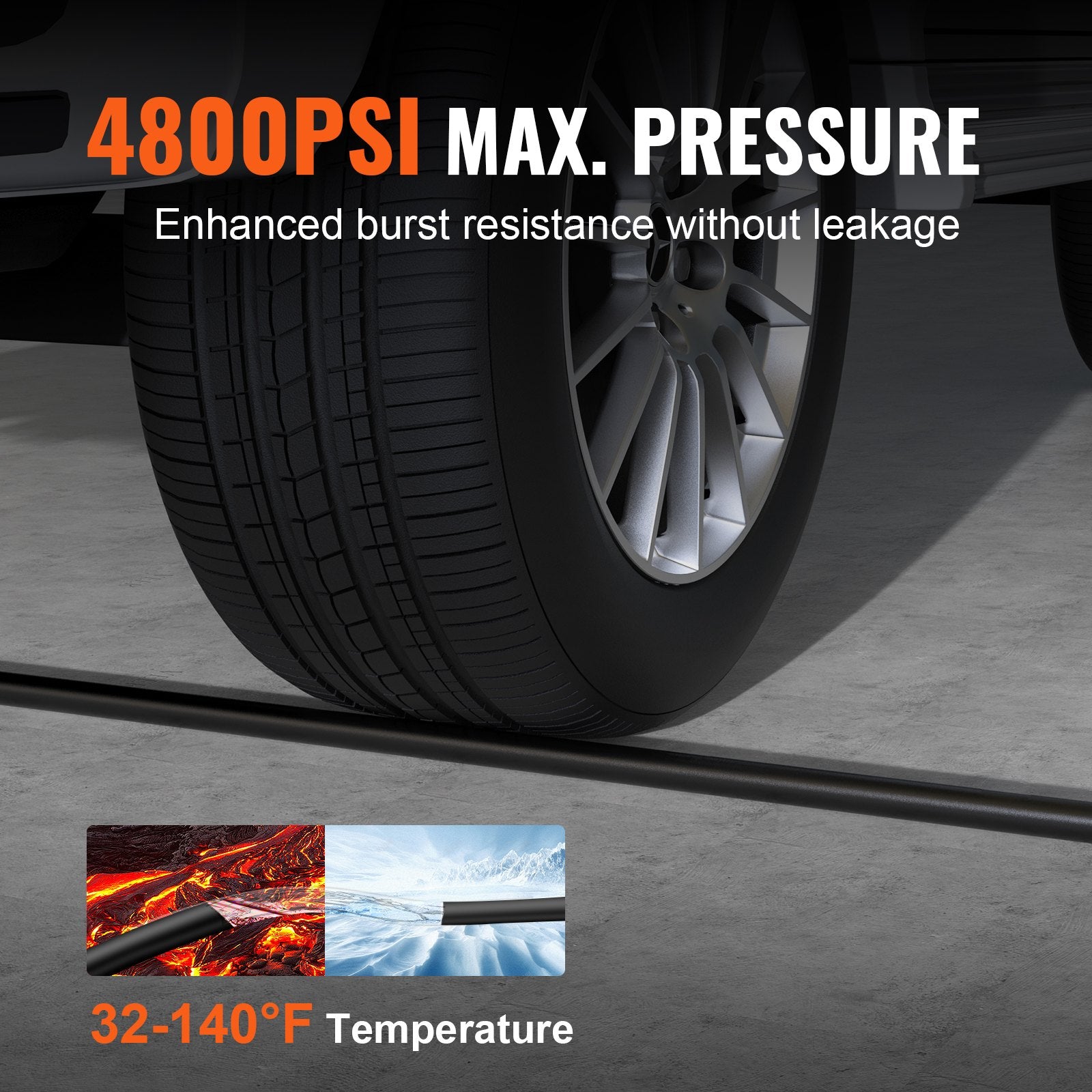 High Pressure Power Washer Hose 100FT 4800 PSI 3/8" Quick Connection