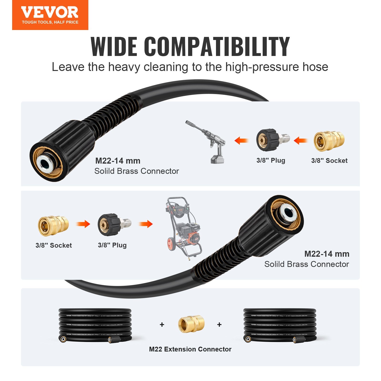 High Pressure Power Washer Hose 50FT 3600 PSI 1/4" Quick Connection