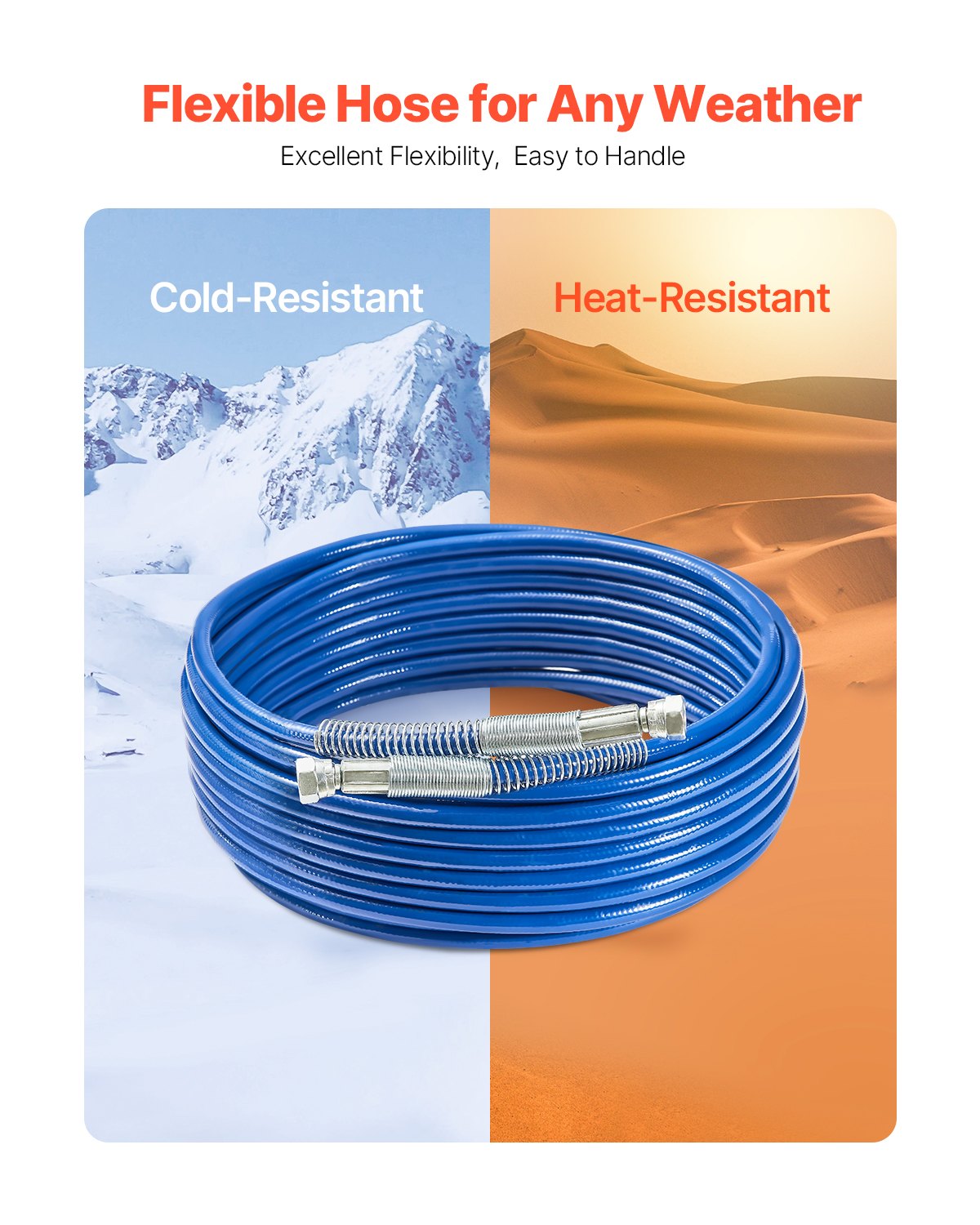 50ft Airless Paint Sprayer Hose 1/4 in 4350 PSI High-Pressure Reinforced Hose