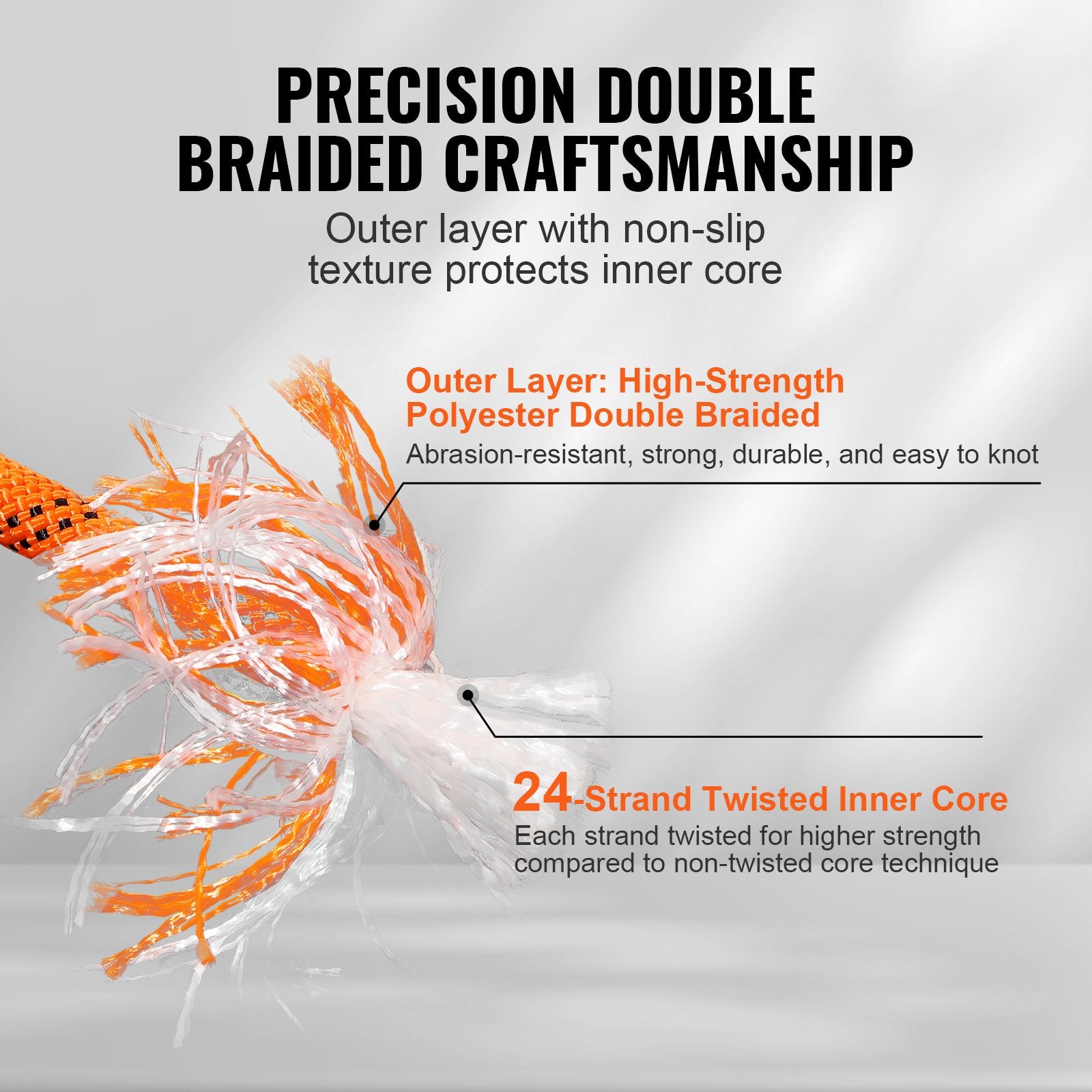 Double Braided Polyester Rope 19mm x 67.06m Outdoor Climbing Rigging Rope