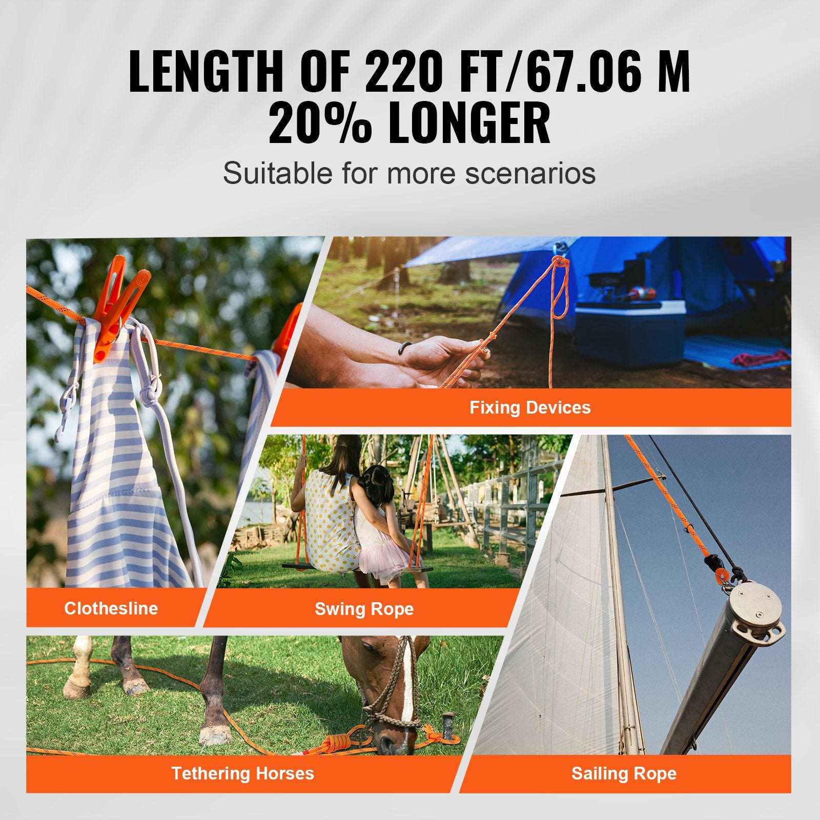 Double Braided Polyester Rope 19mm x 67.06m Outdoor Climbing Rigging Rope