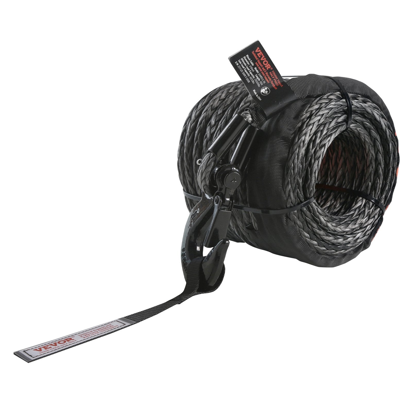 Synthetic Winch Rope 9.5mm x 30.5m 117.9kN with Hook and Sleeve