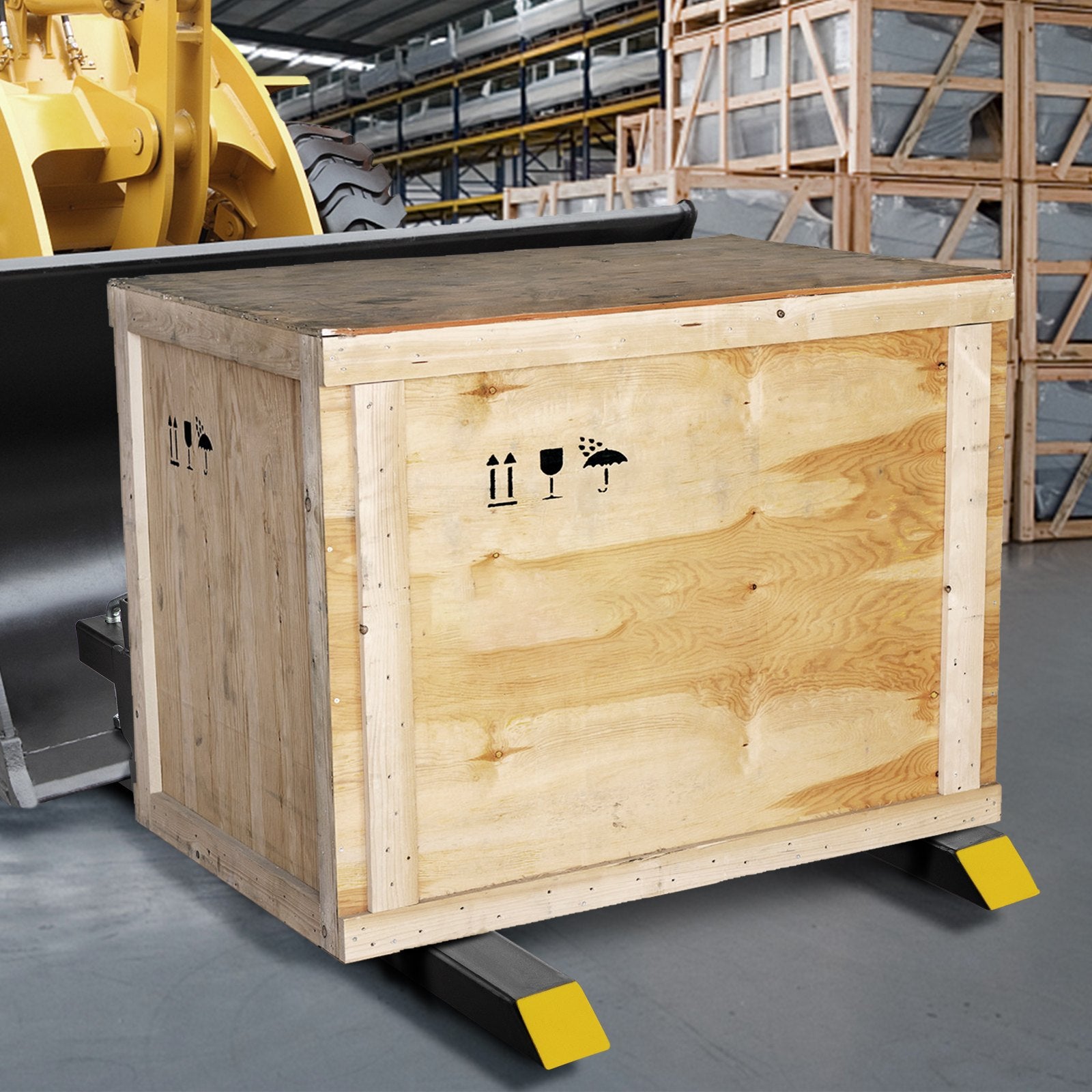 Clamp On Pallet Forks, 907 kg Heavy Duty Tractor Bucket Forks with Stabilizer Bar
