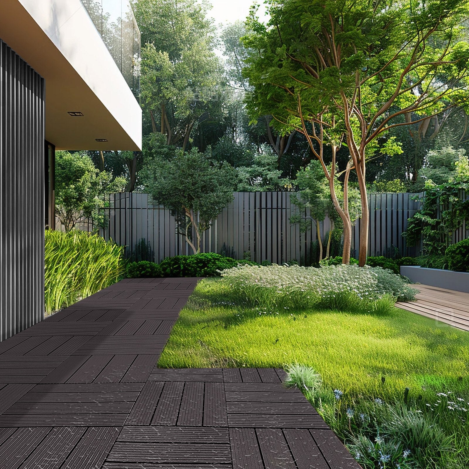 Deck Tiles Interlocking 10 Pack 12x12 Inch Plastic Waterproof Outdoor Brown