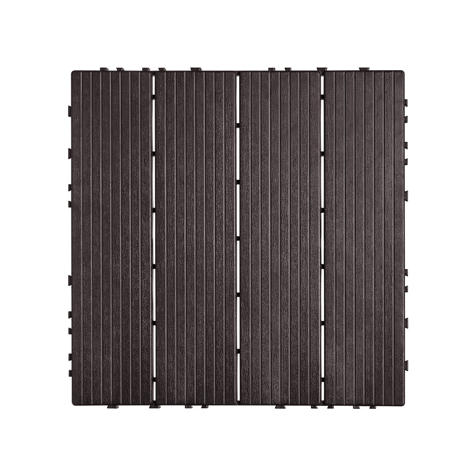 Deck Tiles Interlocking 10 Pack 12x12 Inch Plastic Waterproof Outdoor Brown