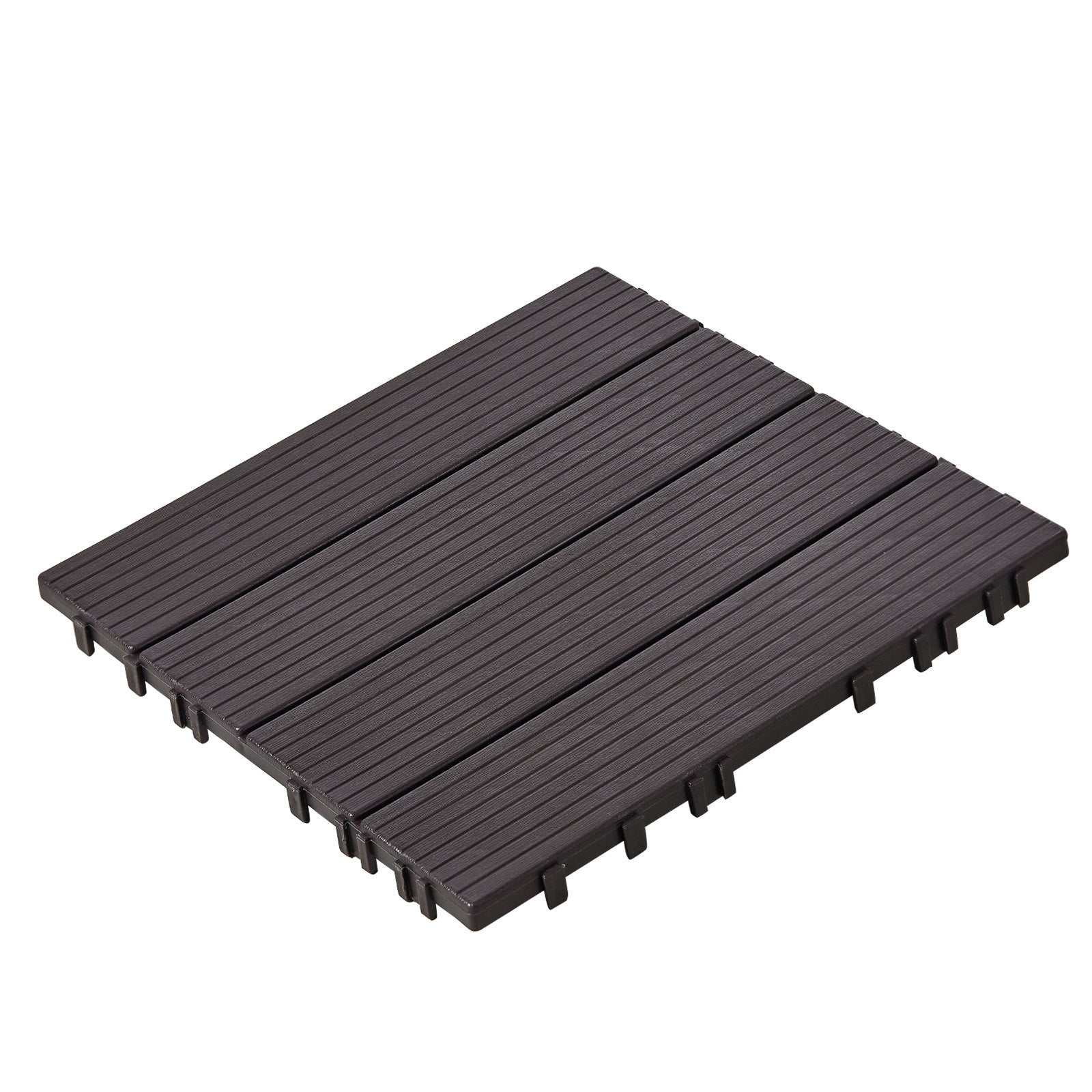 Deck Tiles Interlocking 10 Pack 12x12 Inch Plastic Waterproof Outdoor Brown
