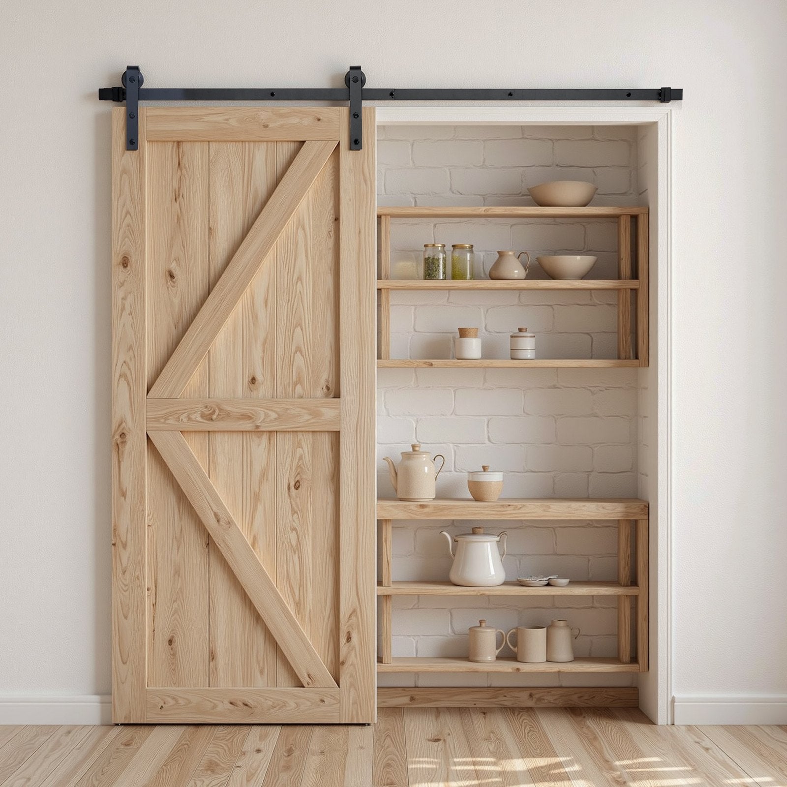 1830 mm Sliding Barn Door Hardware Kit for Single Sliding Barn Door Black